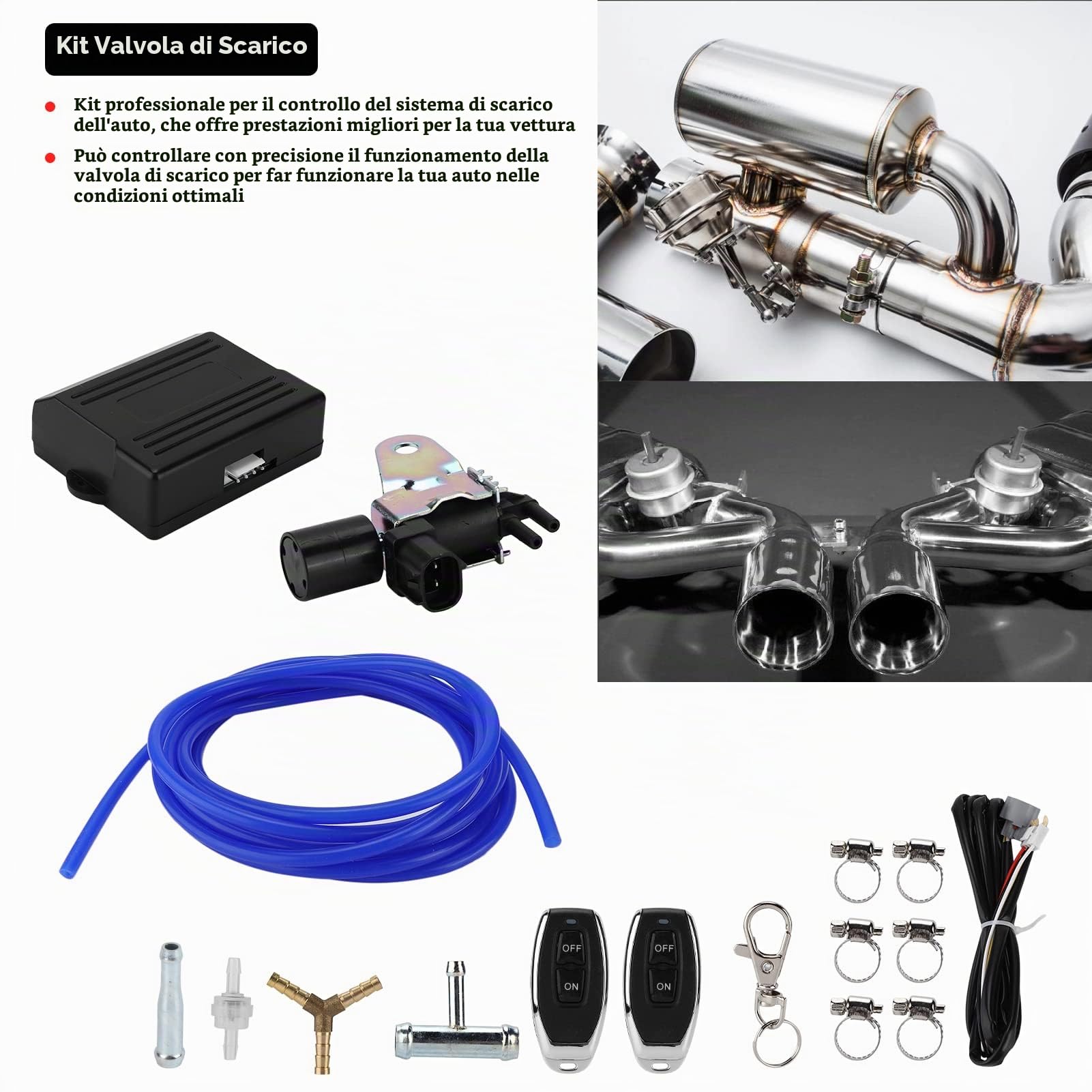 Kit Controller Valvola di Scarico Universale Senza Fili Telecomando Aspirapolvere per Auto