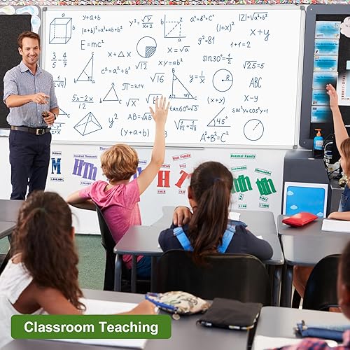 Miniatura 4 de Lockways Pizarra de borrado en seco de 96 x 48 pulgadas, pizarra blanca magnética grande, marco de aluminio con bandeja de marcadores