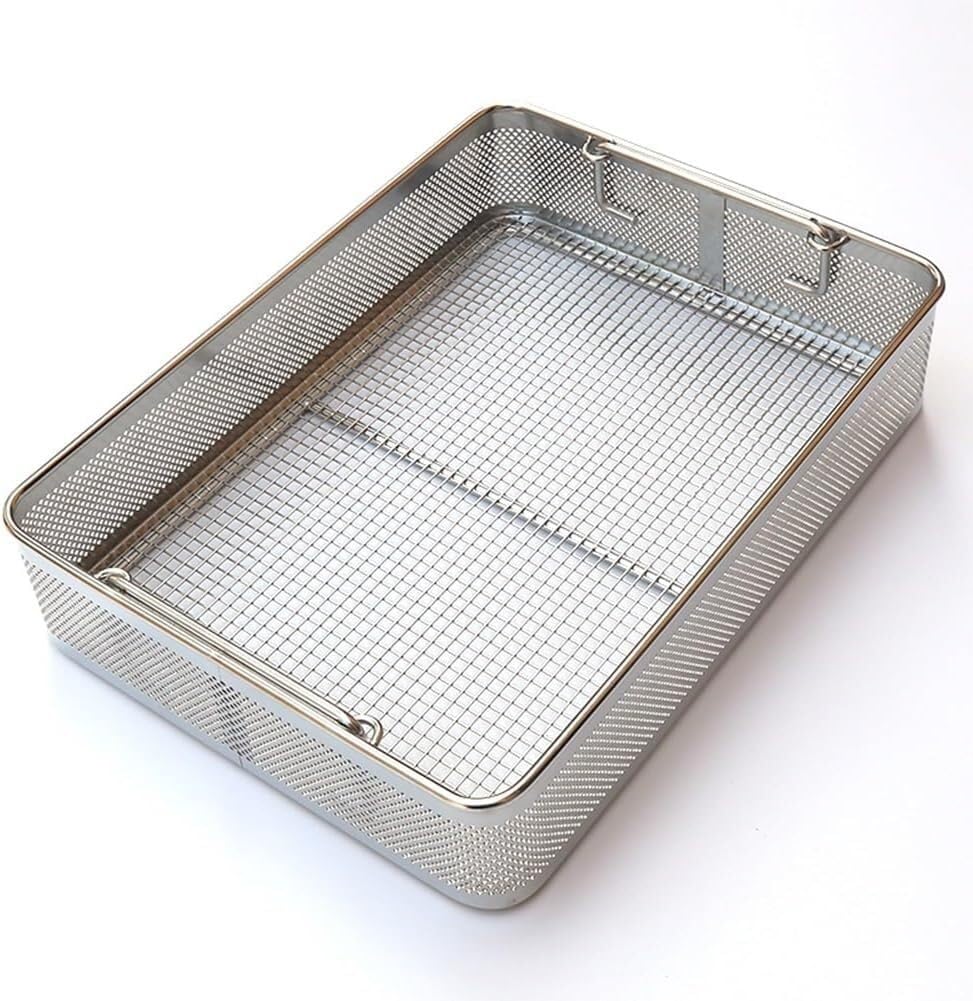 taca do sterylizacji instrumentów Siatkowy kosz do dezynfekcji, czyszczenia ze stali nierdzewnej, ładowania wyrobów medycznych(25 * 20 * 7cm)