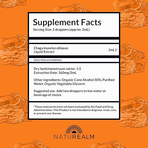 Miniatura 7 de Naturealm Lion's Mane & Chaga - Extracto de hongo Chaga – Pila de adaptógeno para concentración, inmunidad, longevidad, alivio del estrés, salud