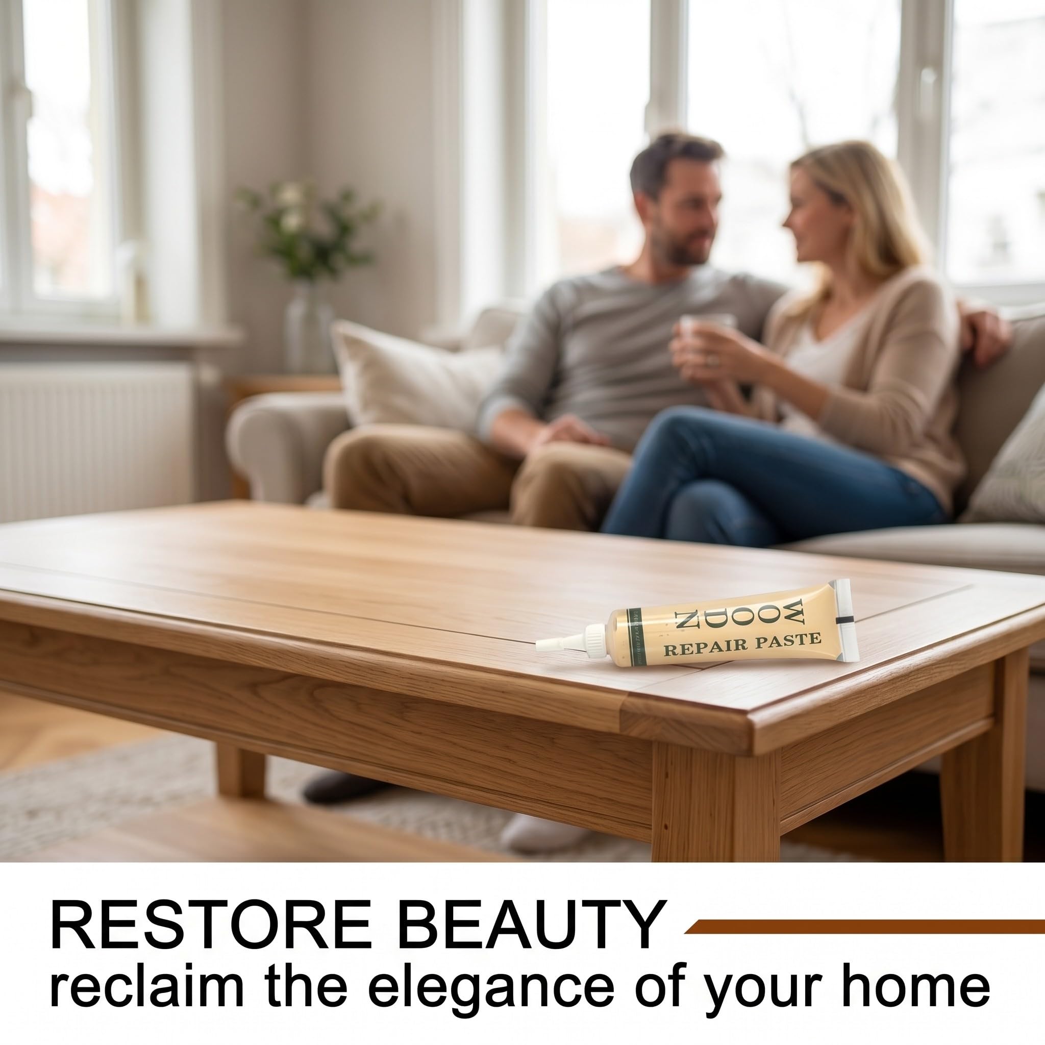 Set 6 Paste Riparazione Legno, Kit di riparazione per parquet, 6 Colori (Bianco, Acero, Noce Chiaro, Tawny, Nero, Log), per Mobili, Pavimenti e Danni in Legno