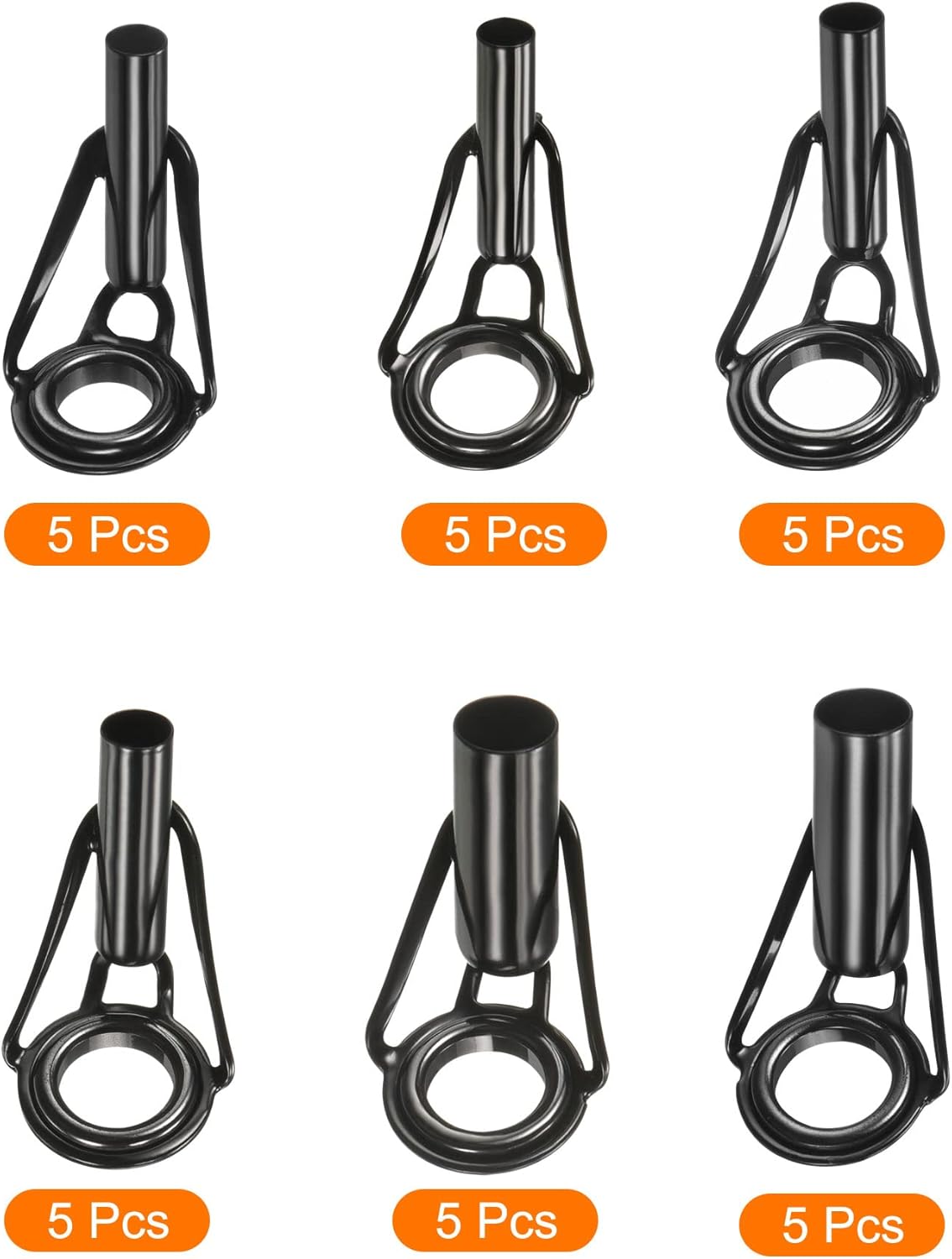 PATIKIL Tube Dia Fishing Rod Tips Repair Kit, Stainless Steel Black Ring Guide for Freshwater Fishing