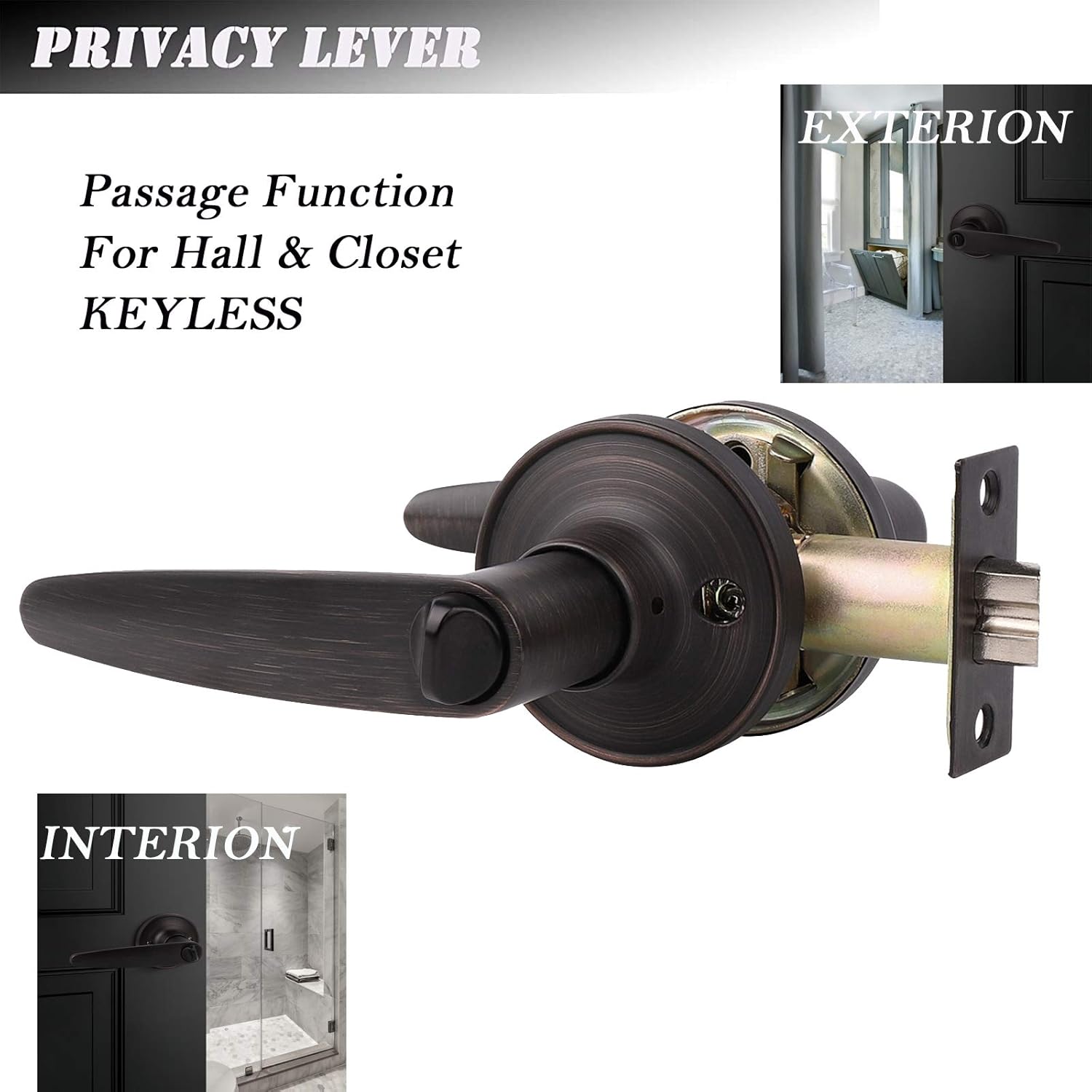 Bеѕt Rеvіеw knobelite 6 Pack Privacy Lever Door Handle (Thumb Turn Lock on The Inside),Keyless Door Handle for Bedroom or Bathroom in Oil Rubbed Bronze Finish,Wave Style Lever Left and Right Hand Universal