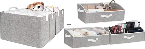 Miniatura 1 de StorageWorks Paquete de 5 contenedores de almacenamiento para estantes con marco de metal, cajas de almacenamiento decorativas