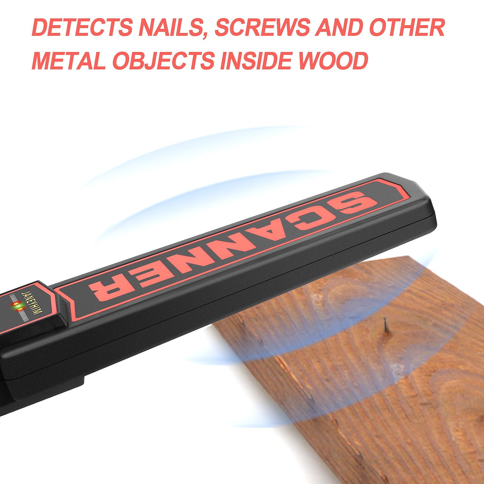Metal detector portatile con bacchetta di sicurezza, bacchetta di sicurezza ad alta sensibilità, rilevatore di unghie, bacchetta per la lavorazione del legno (batteria integrata, con linea di