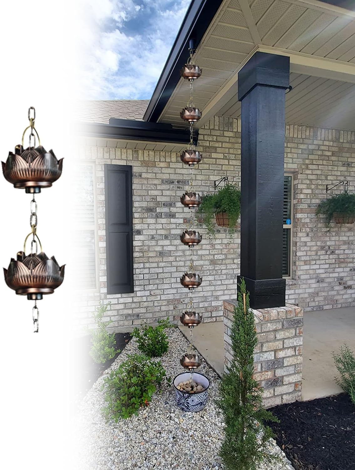 Decorative Rain Chain for Gutters, Cascading Waterfall Design Enhances Garden Aesthetics and Efficiently Directs Rainwater (Style2 3.8m (12.5ft))