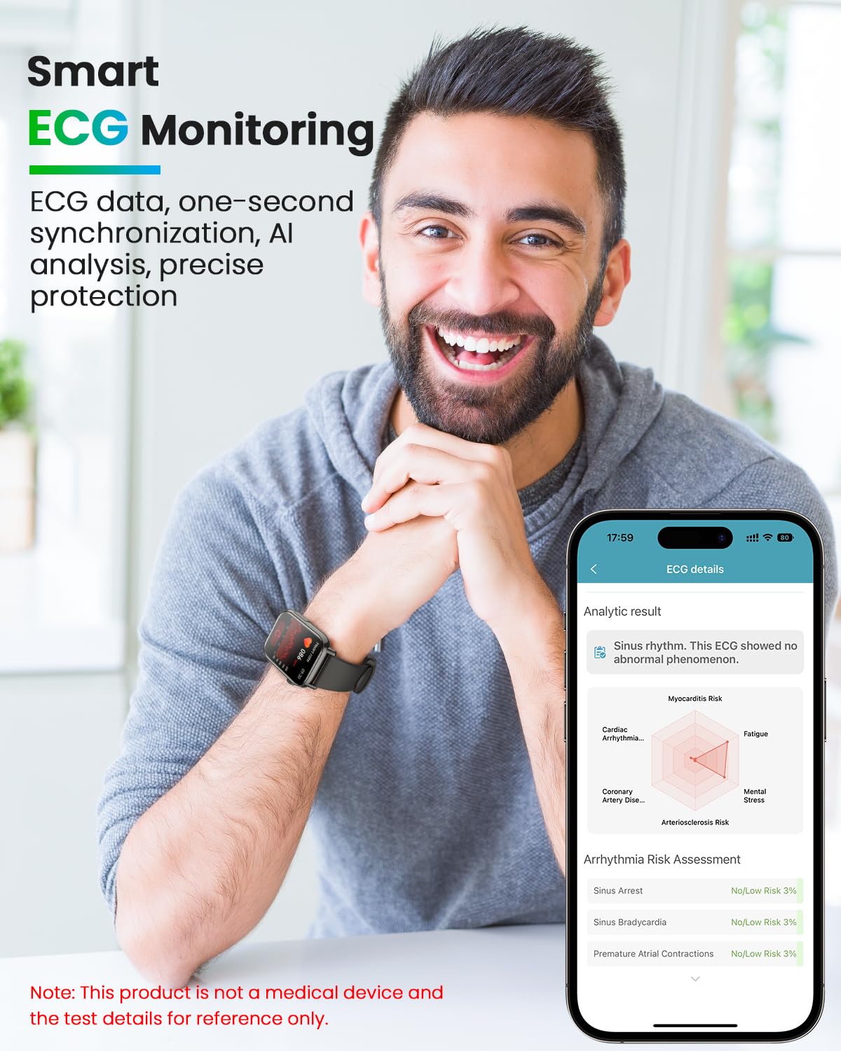 BANLVS Smartwatch Uomo Donna con 𝐆𝐥𝐢𝐜𝐞𝐦𝐢𝐚/HRV/ECG, 1,83" Smart Watch Orologio con Bluetooth Chiamate, 24H SpO2, Cardiofrequenzimetro Sonno 145+ Sport IP68 Notifiche Messaggi Android iOS Nero