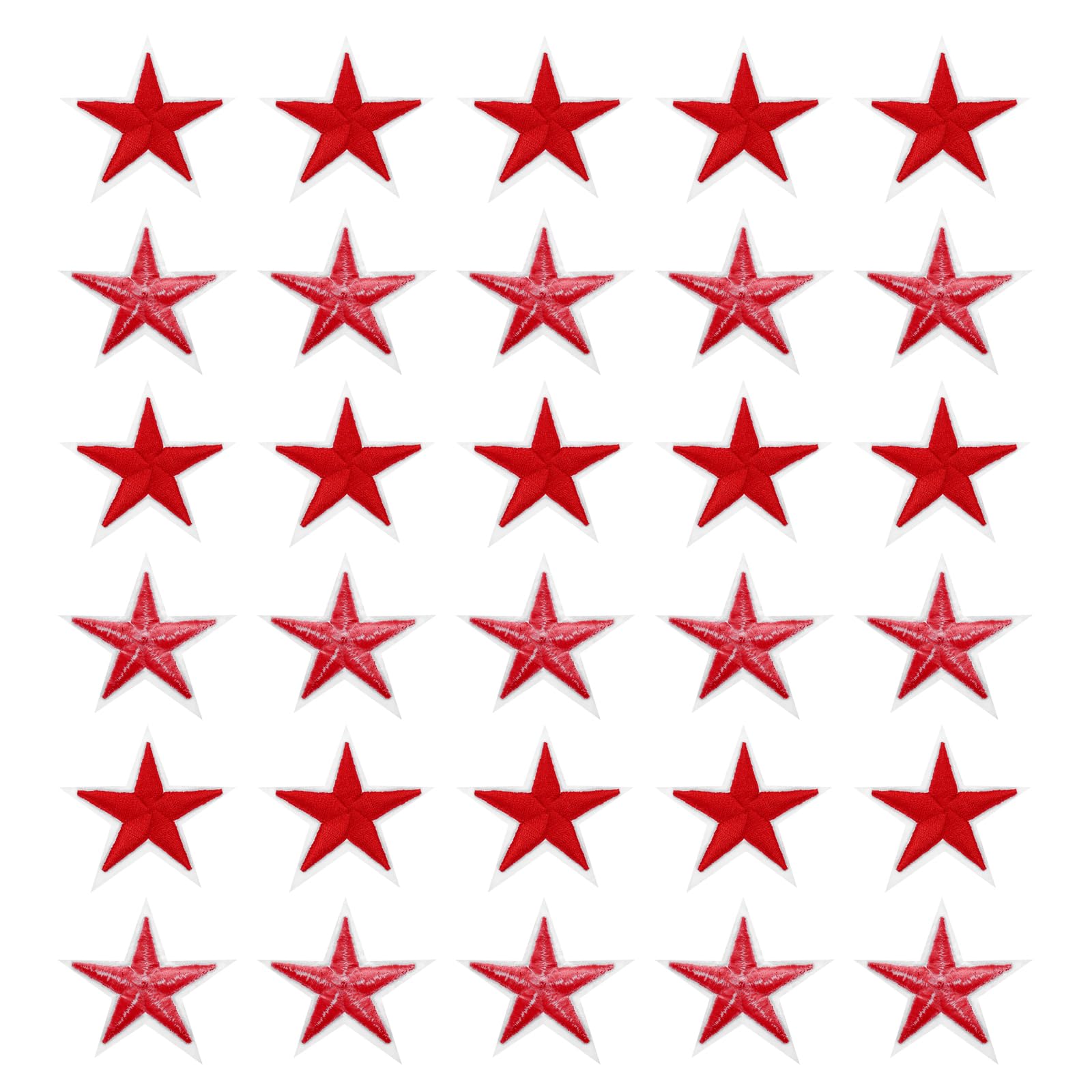 sourcing map Star Iron on Patches Embroidered Sew Patches Appliques 5.9x5.9cm Garment Iron On Star Appliques for Clothing Repair Backpack Shoes Decoration Red Pack of 30