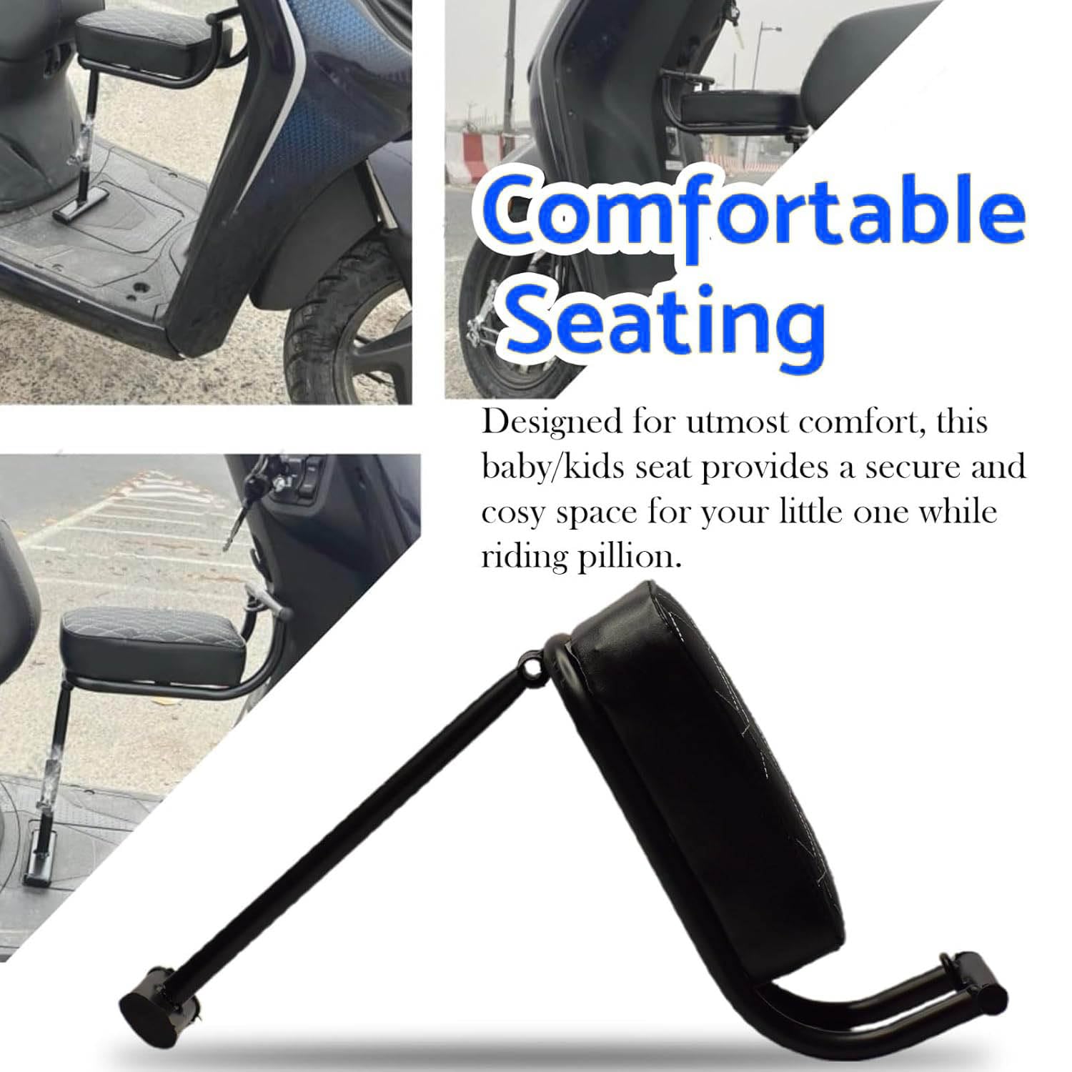 Auto Pearl Baby Seat Folding Stylish Stitching Designs Child Seat Compatible with iQube Electric - Image 6 thumbnail
