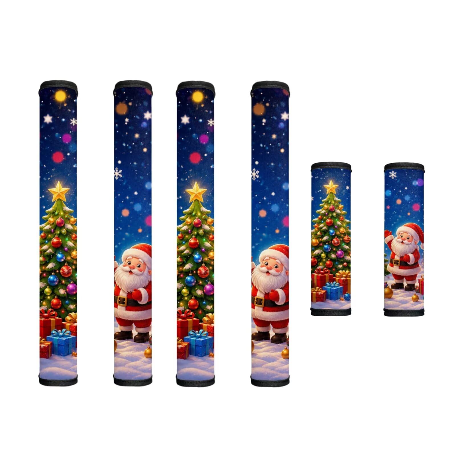 Refrigerator Door Handle Covers Set of 6 Kitchen Electrical Appliances Handle Protector Anti-Slip Fridge Microwave Oven Decor for Christmas Holiday, Santa Claus Christmas Tree