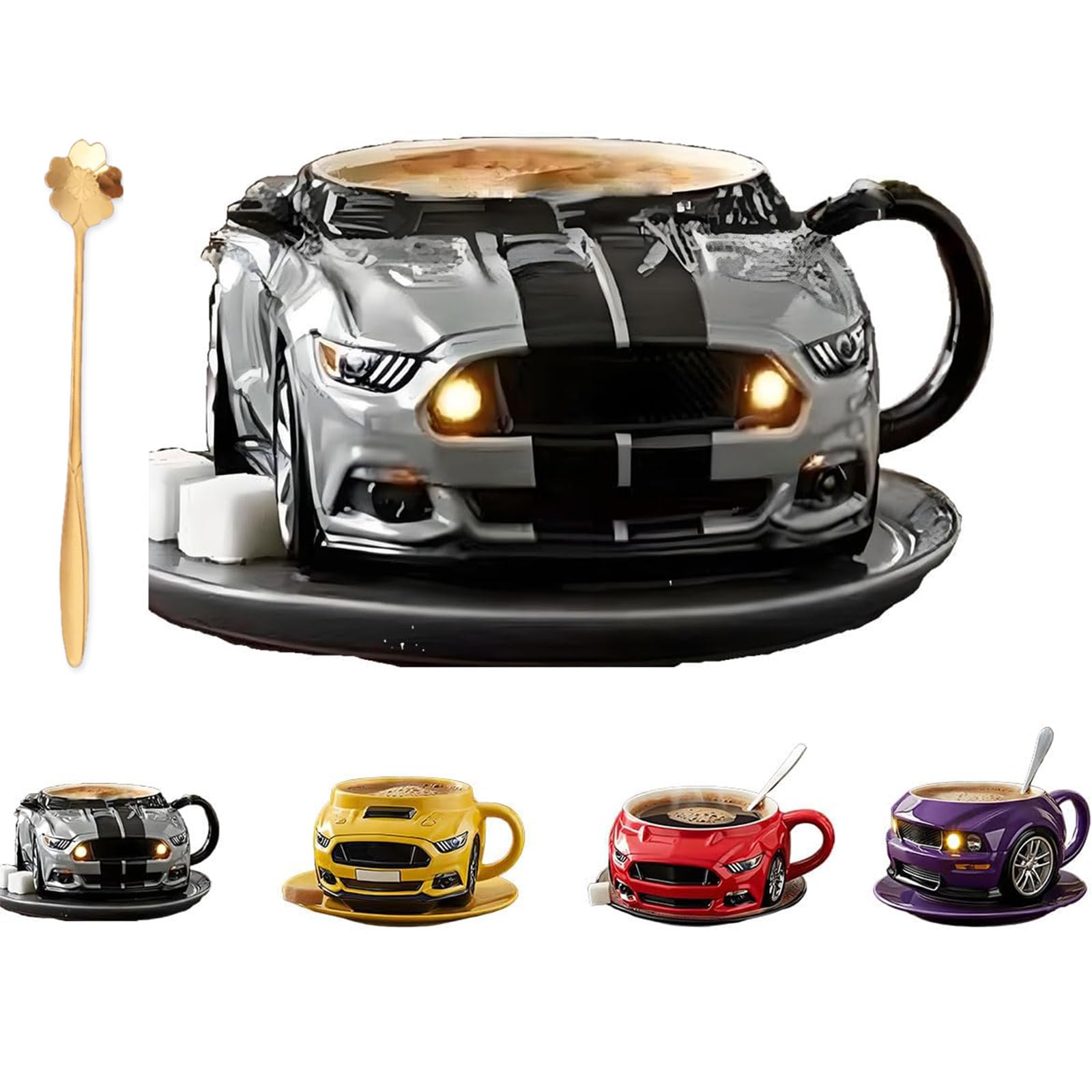 ITETONE Handmade Ceramic Car Shaped Coffee Cup, Fun Car Shaped Coffee Mug, Creative Car Shaped Coffee Mug, Car Shaped Coffee Mug For Car Fans Men Friends Dad Gray