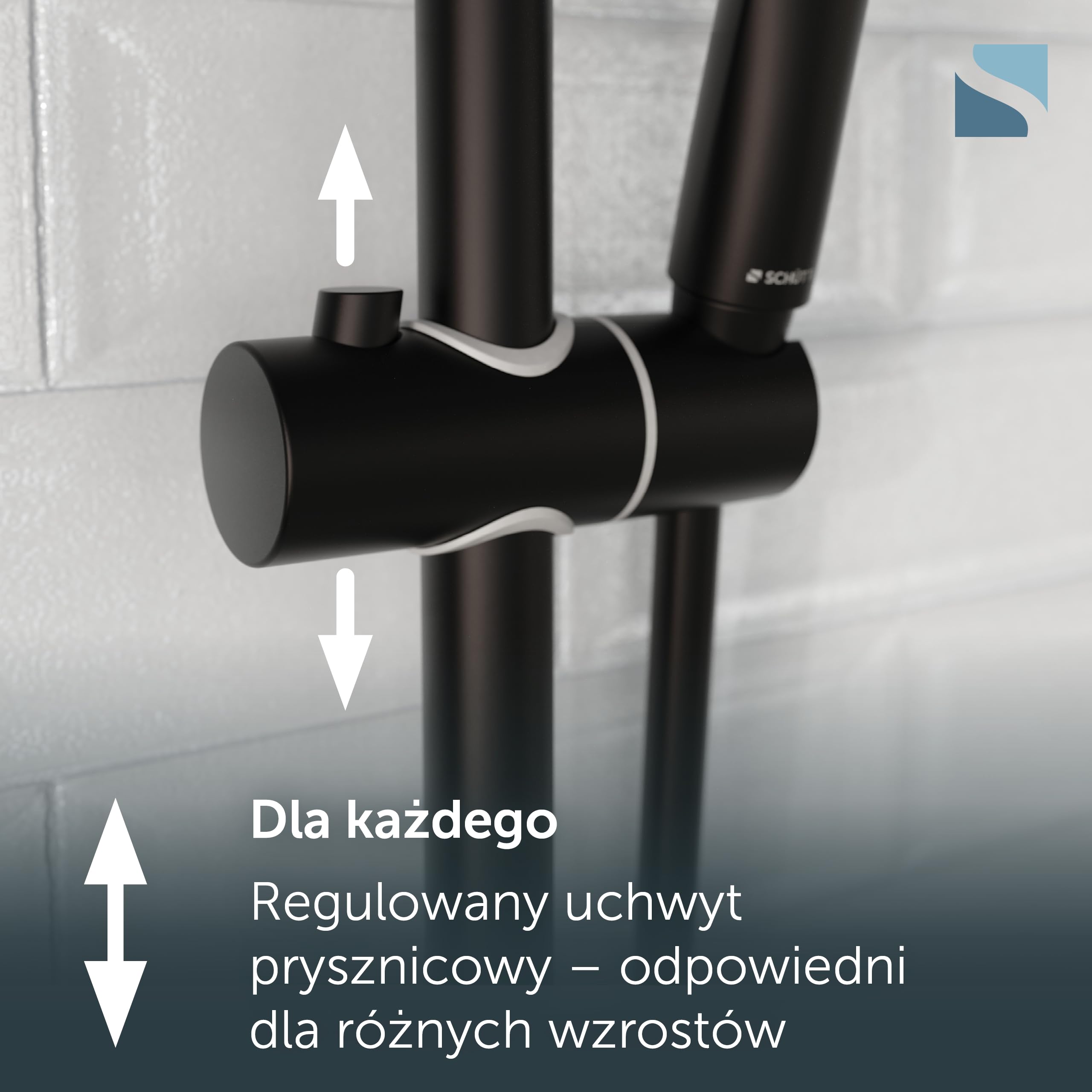 SCHÜTTE RAVEN drążek prysznicowy i słuchawka prysznicowa, z 3-stopniową regulacją głowicy prysznicowej, zestaw prysznicowy z kolumną prysznicową, panel prysznicowy z wężem, kolor czarny