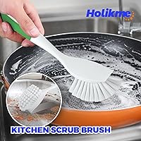 Vista 2 de Holikme Juego de 6 cepillos de cocina con mango para olla, sartén, fregadero de cocina (verde)