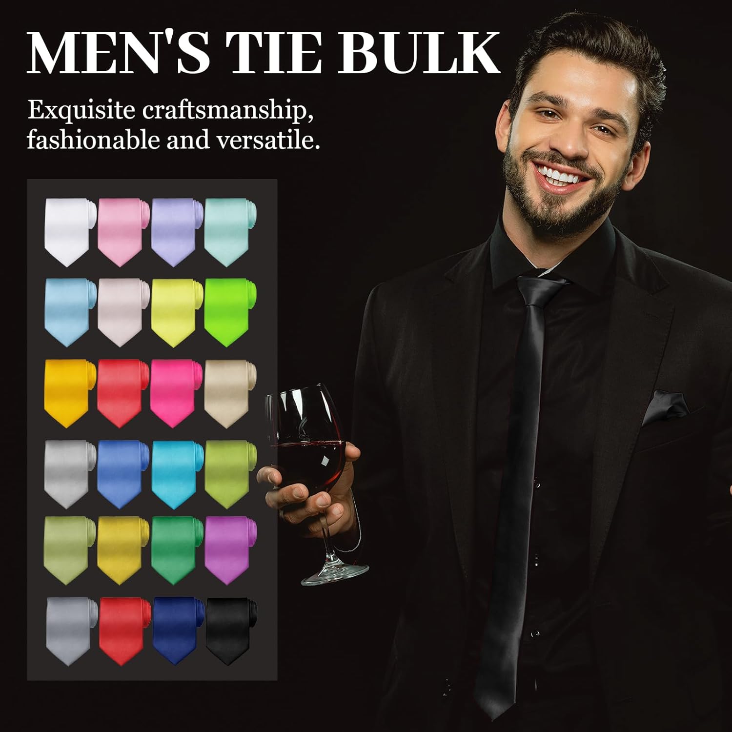 Syhood Solid Satin Pure Color Ties Set Business Formal Necktie Tie for Men Formal Occasion Wedding - Image 6