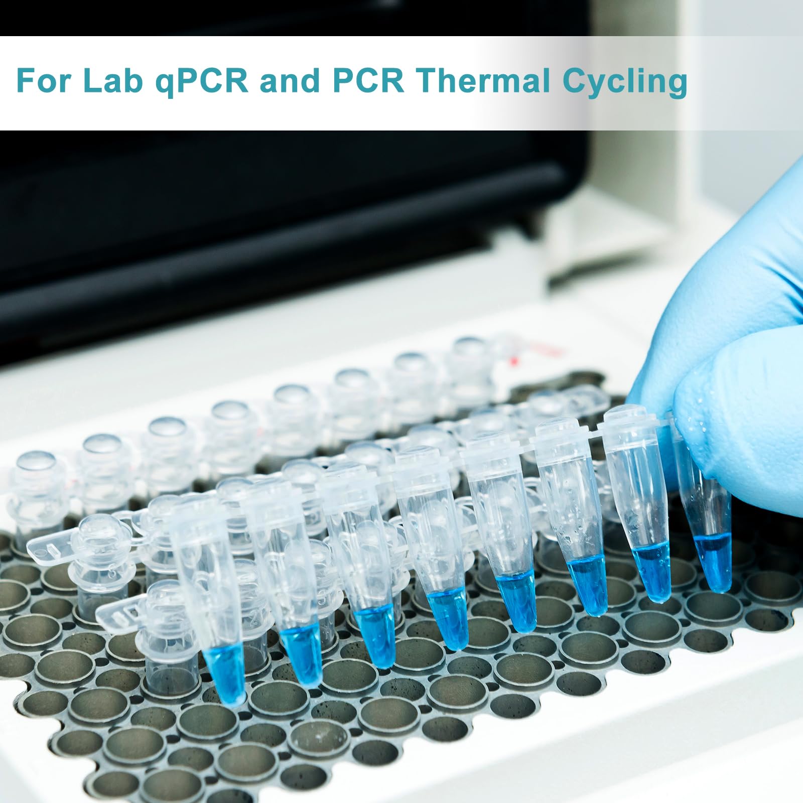 stonylab 8 Tubes PCR à Bandes, Paroi Fine avec Capsules Plates, Lot de 200, Transparent Cristal, pour qPCR et Cy clage Thermique, 0,1 ml
