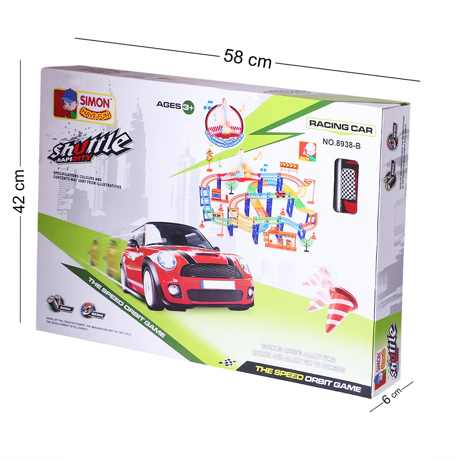 Simon - Shuttle Track Set Toy CAR - 18 Pieces. Multi Color Building Bricks Educational Vehicles Toy Gift Set for Kids.