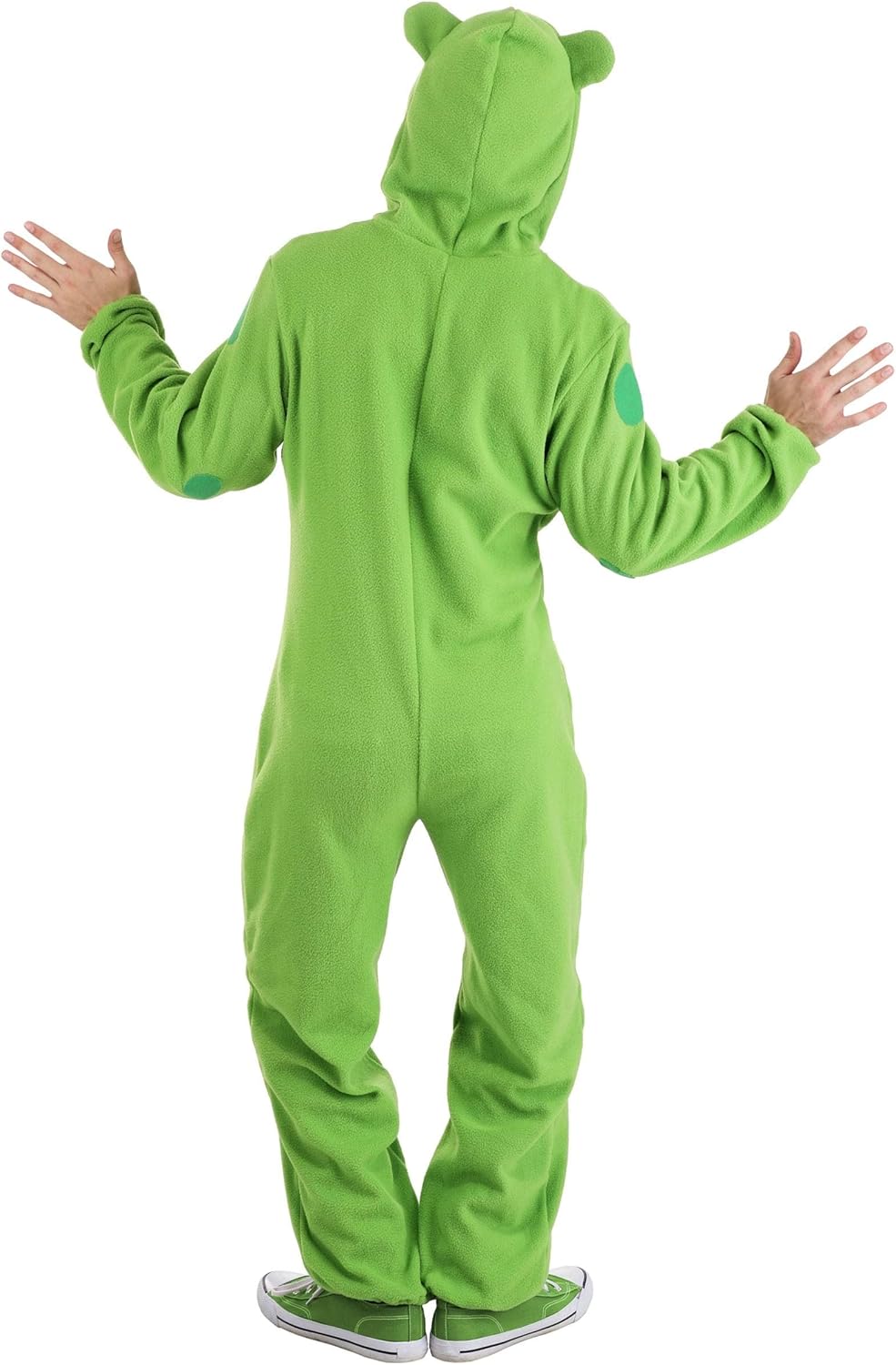 Fun Costumes Frog jumpsuit Costume for Adults - Hooded Jumpsuit with Embroidered Face & 3D Eye Flaps, Printed Spots - Image 2