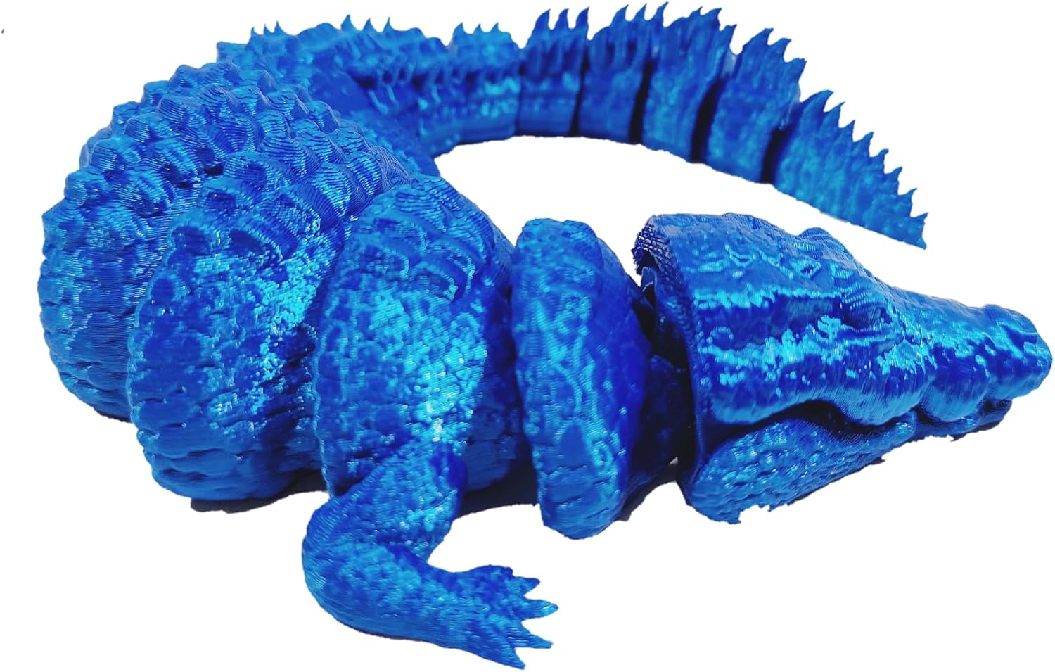 FlexiMech Crocodile 3D Printed Alligator 11" Flexible Moveable Mouth Articulated Toy (Cobalt Blue)