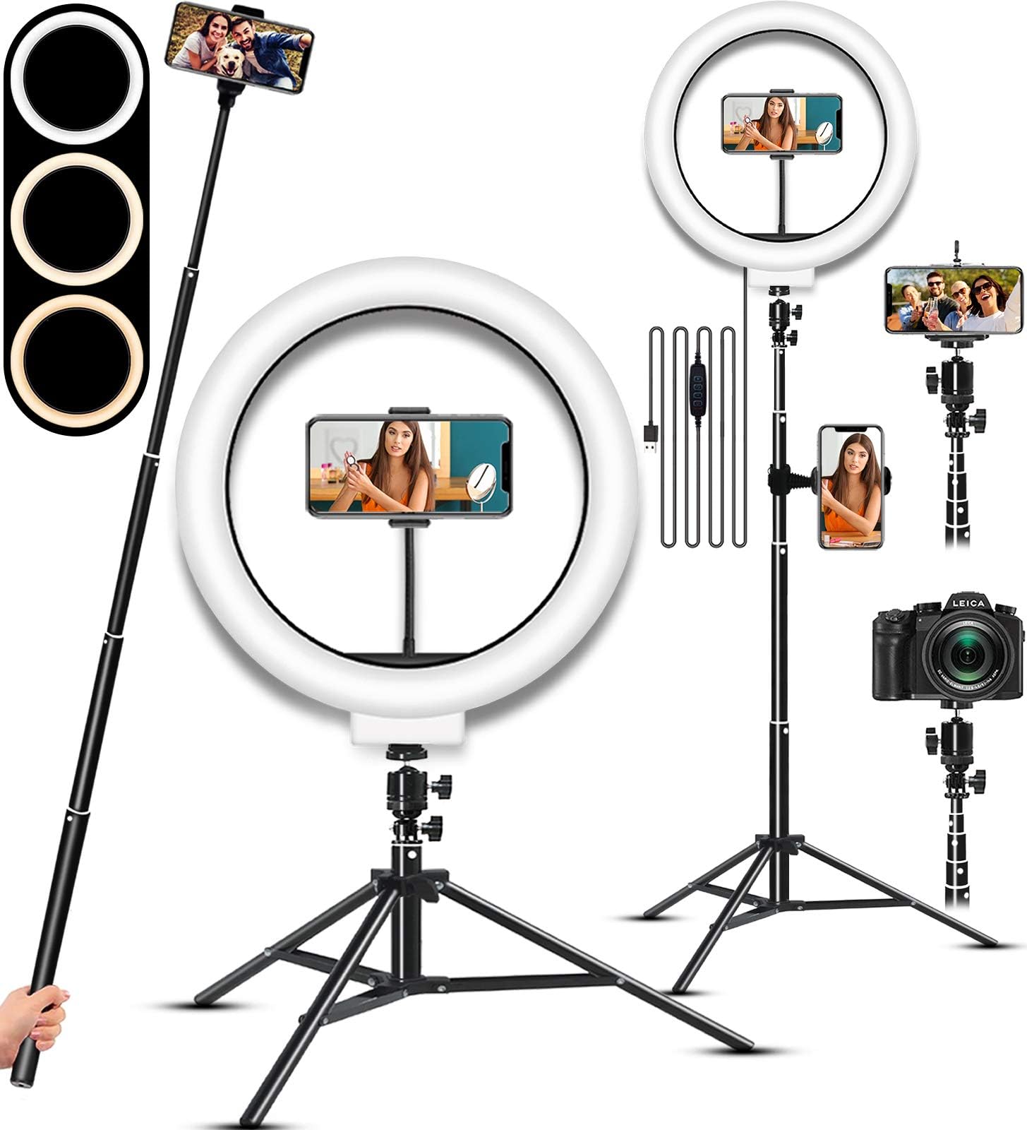 For Phone Aureday 12'' Selfie With 62'' Tripod Stand And Magnetic