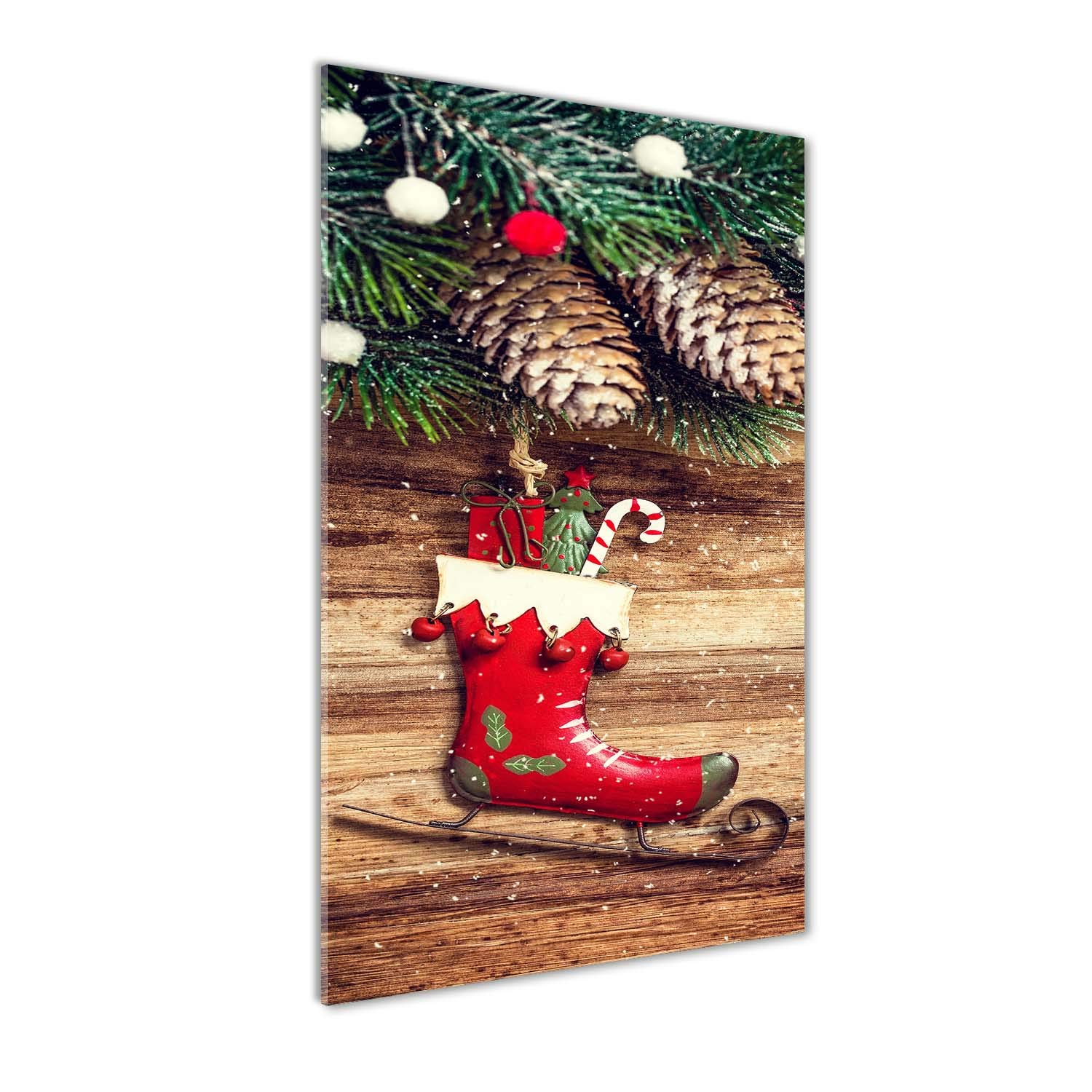 Photo Décorative Noël Déco Murale Verre Tulup 60x120cm Rouge
