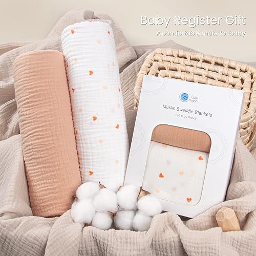 Miniatura 6 de Manta de muselina para bebé, manta neutra para bebé, paquete de 2, color rosa melocotón