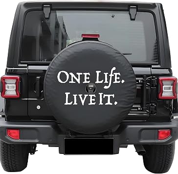 Compatible with Jeep Wrangler JL 2018-2026 Spare Tire Cover with Back Up Camera Hole, Black Thickened Leather Wheel Covers Fit 31-33 Inch - One Life Live It