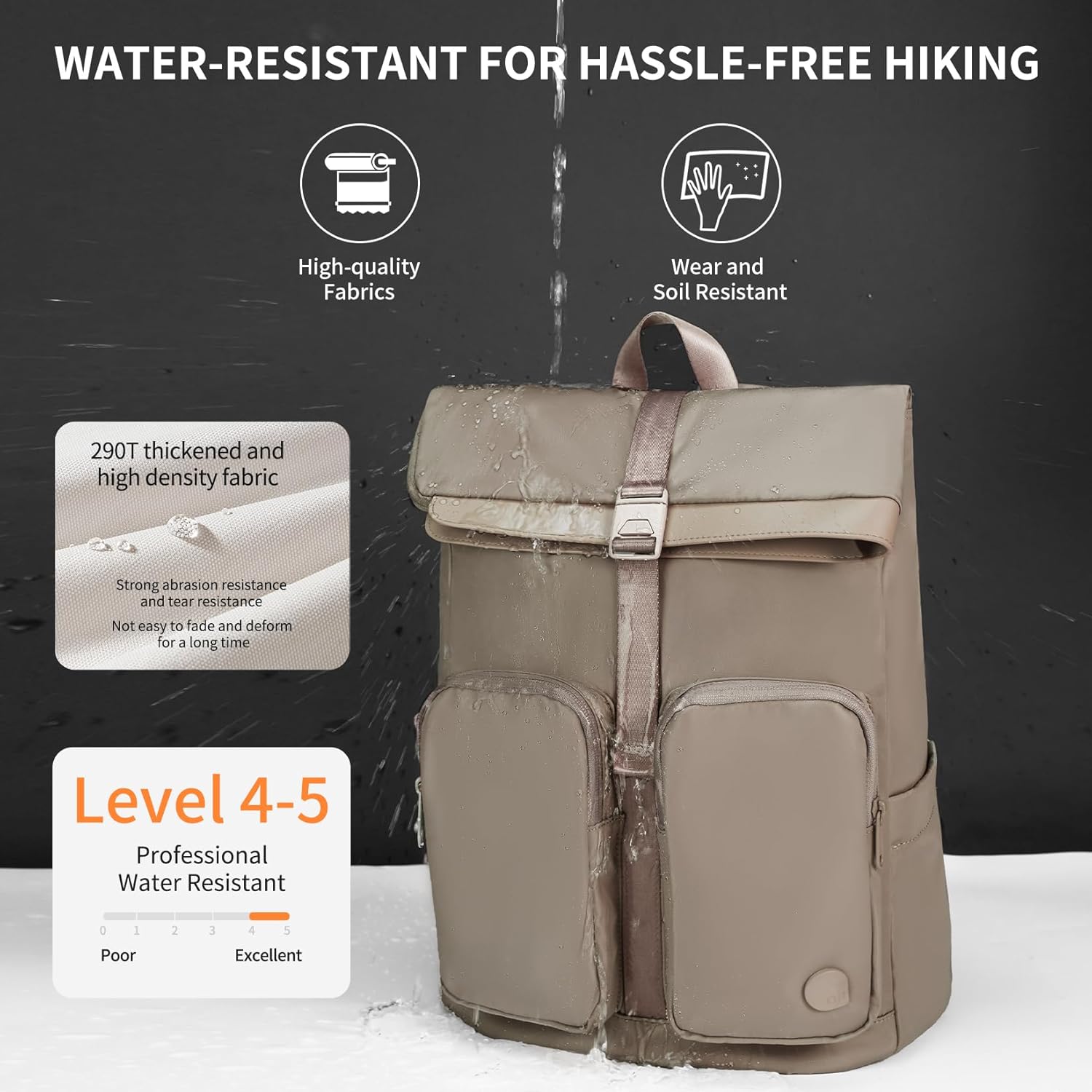 aji Travel Laptop Backpack for Men Women, Large School Backpack Fit 17Inch Laptop, Side Access&Wide Opening Expandable Carry on Backpack for Airplanes, Water Resistant Computer Backpack(Apricot)