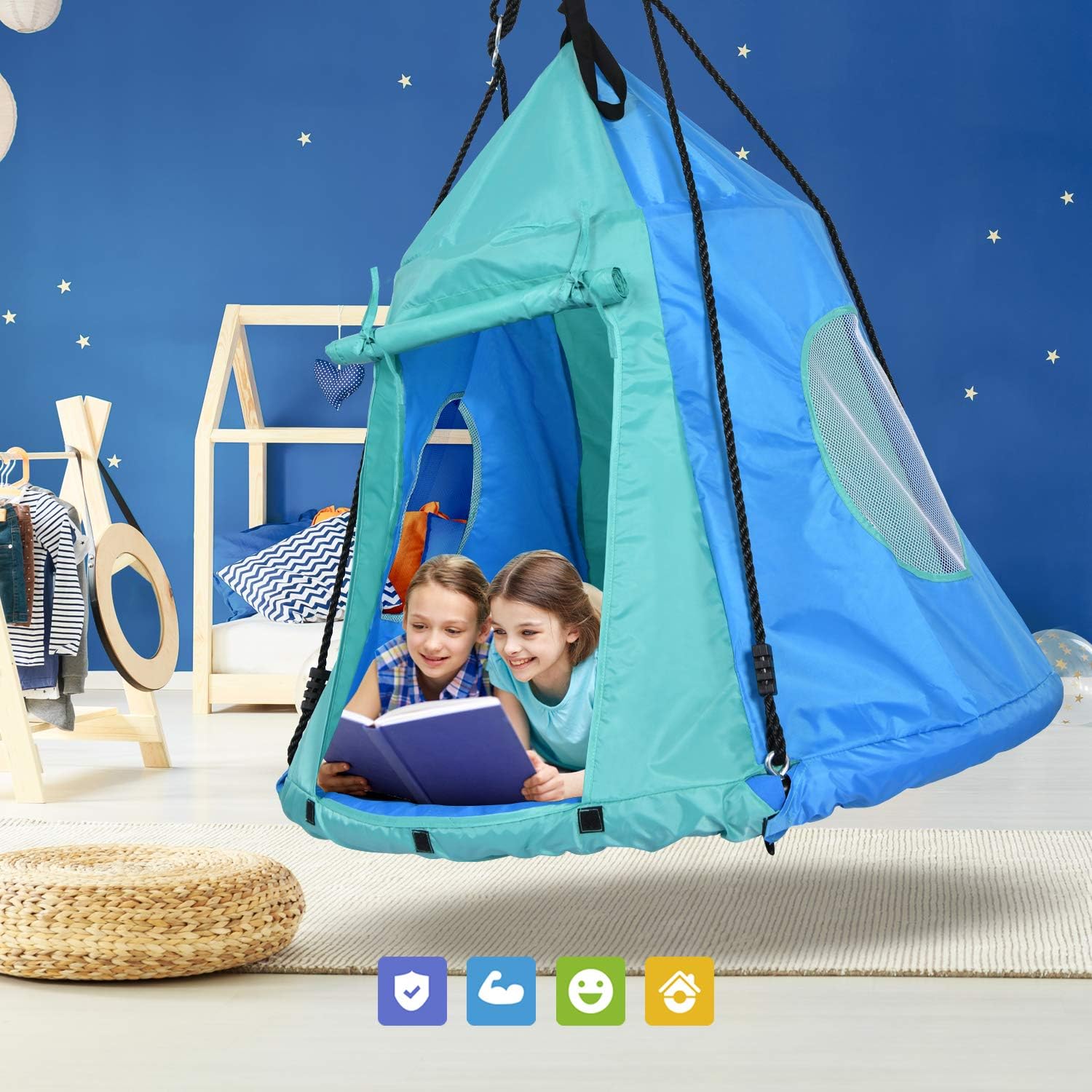 Trekassy 700lbs 2 in 1 Detachable Hanging Tree Swing Tent for Kids Adults with Swivel and Tree Straps