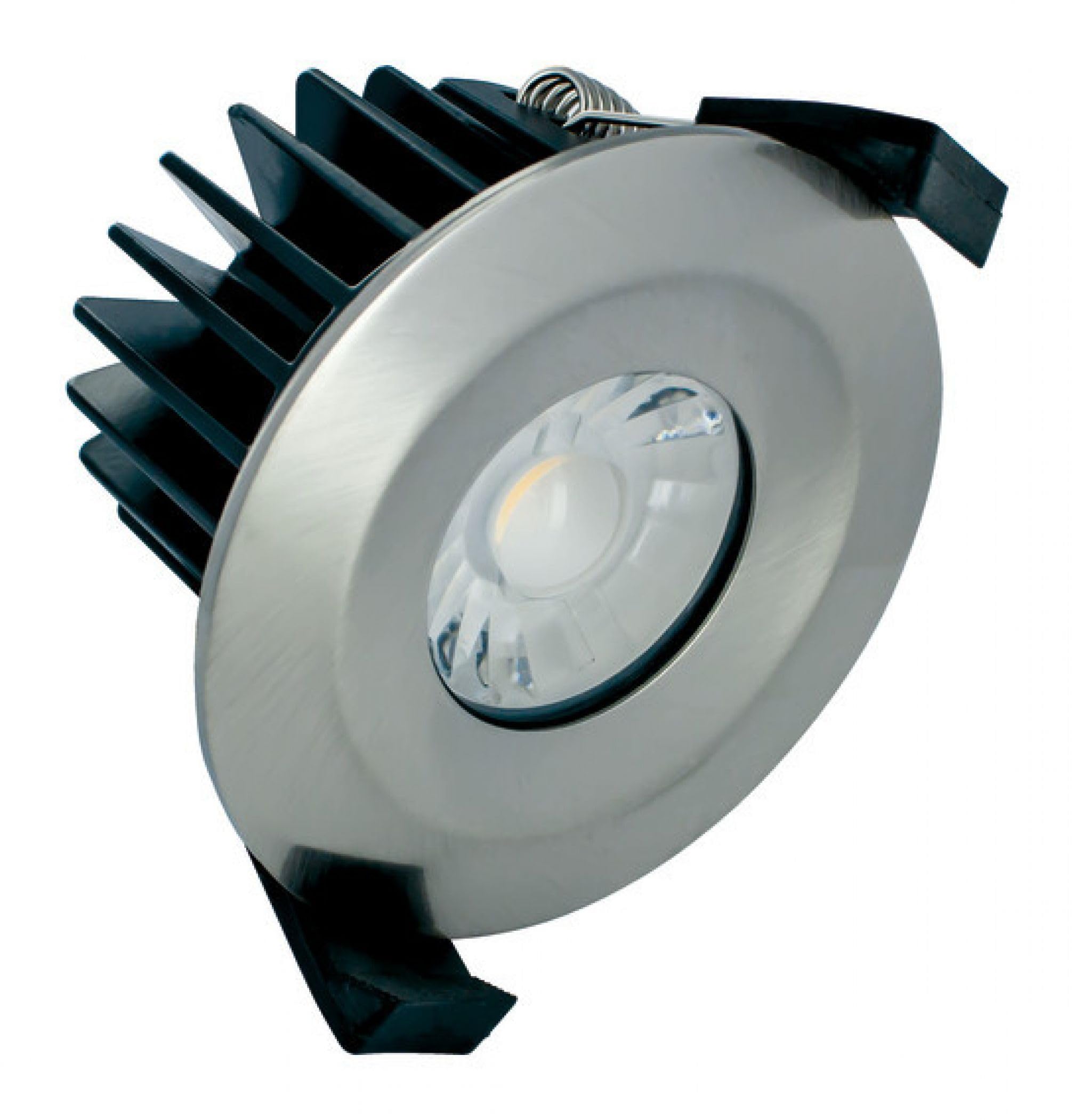 Integral Fire Rated Downlight 6W (40W) 3000K 430lm 38 deg beam angle 70mm-75mm cut-out Dimmable Satin Nickel
