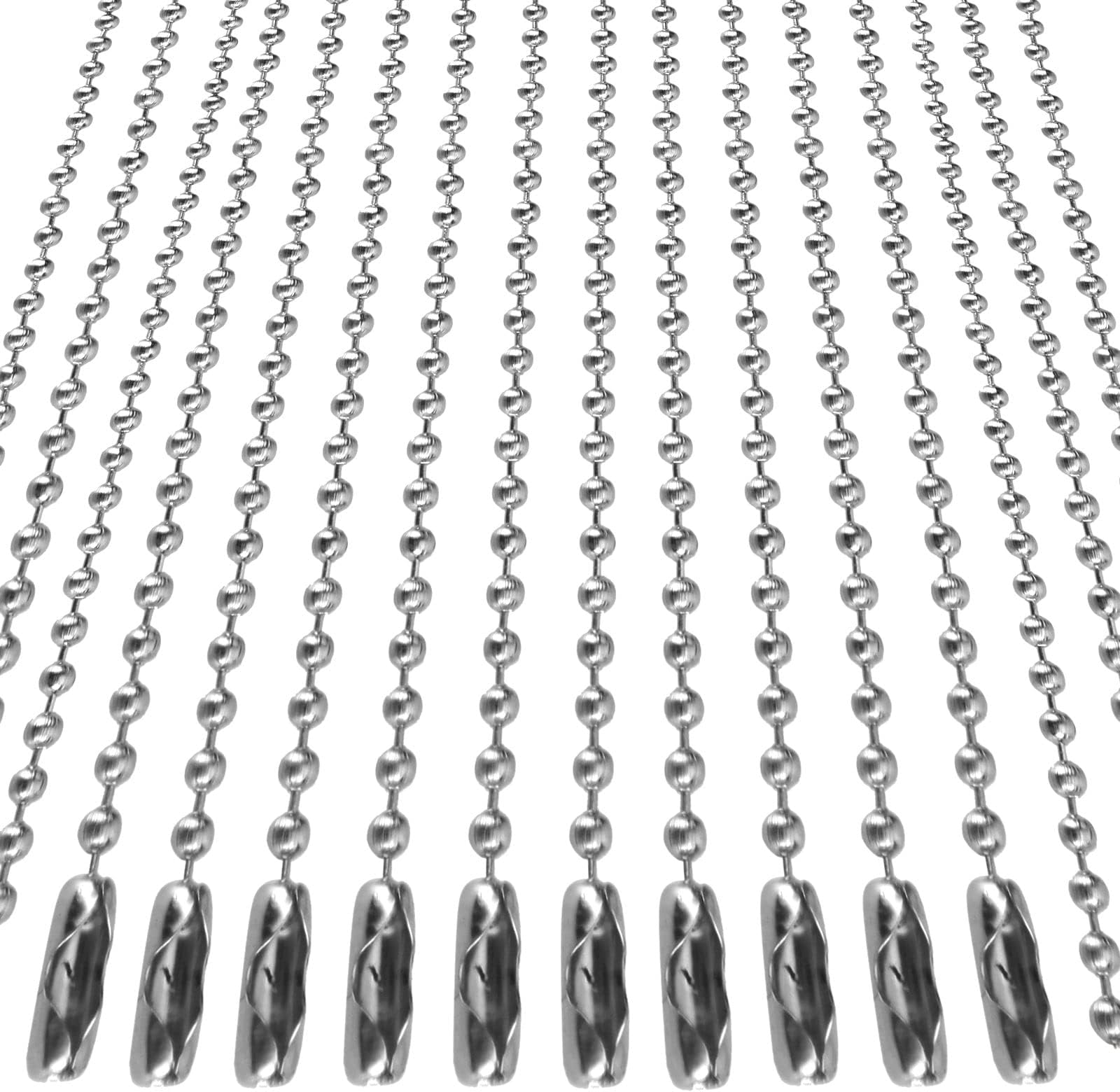 10 pcs Dog Tag Chain, Ball Chain Necklace, dog tag chains for men, Silver Nickel Plated Metal 27.6" Long 2.4mm Ball Bead Chain.