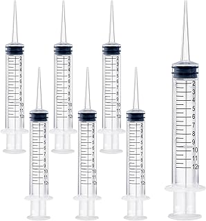 7Pack Wisdom Teeth Syringe, 12ml/cc Dental Syringe with Straight Tip & Measurement, Straight Dental Irrigation Syringe, Disposable Sealed for Dental Care, Oral Tonsil Stone, Feeding, Liquid Injection