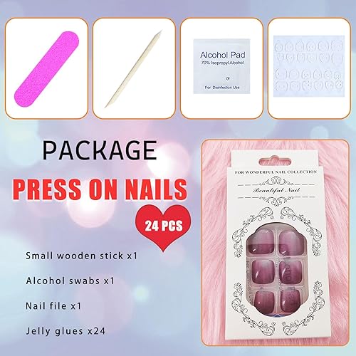 Miniatura 42 de Uñas postizas de acrílico a presión, uñas postizas de cobertura completa, uñas postizas a presión, uñas postizas de cobertura completa, uñas