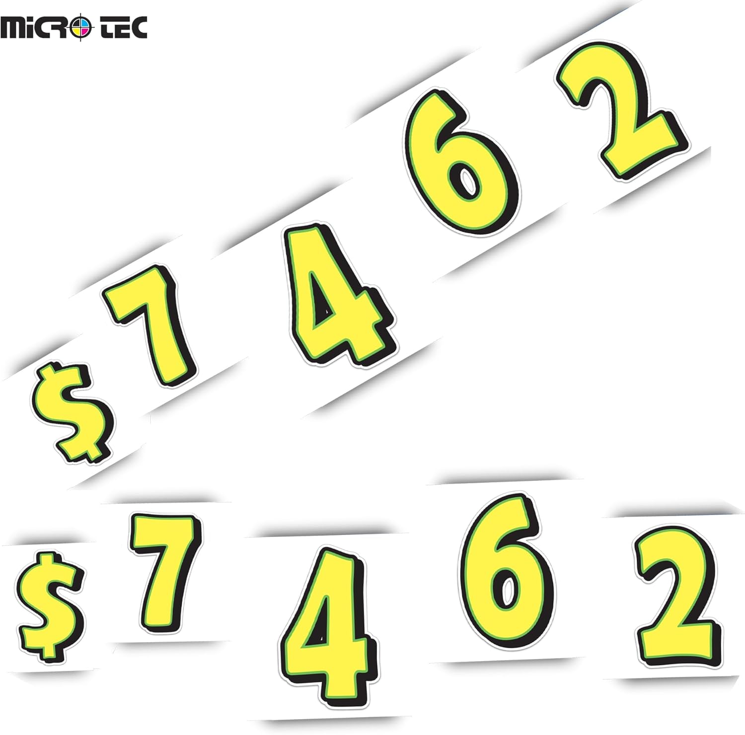 Giant Magnetic Numbers 10" × 16" - Bright Yellow with Green Border - .024 Magnetic Material for Mailbox Number, Vehicle Numbers, Garage Door Address Signs, Metal Surface Signage, Number 1 - Pack of 4