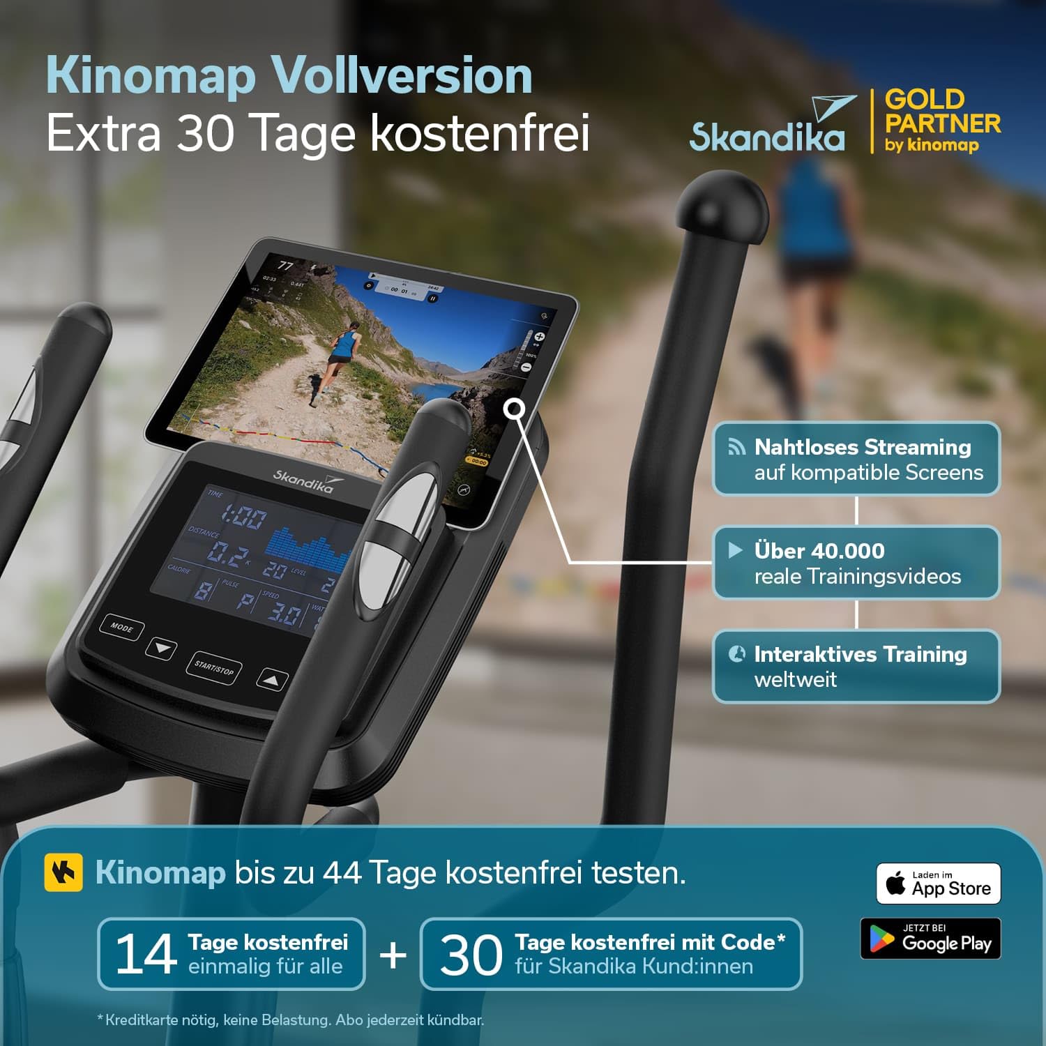 Skandika Crosstrainer für Zuhause Fint P8-R | Heimtrainer leise, 32 Stufen, 22 Programme, bis 120 kg, Kinomap App kompatibel, 8 kg Schwungmasse, Ellipsentrainer | Ellipsen Crosstrainer Fitness Sport