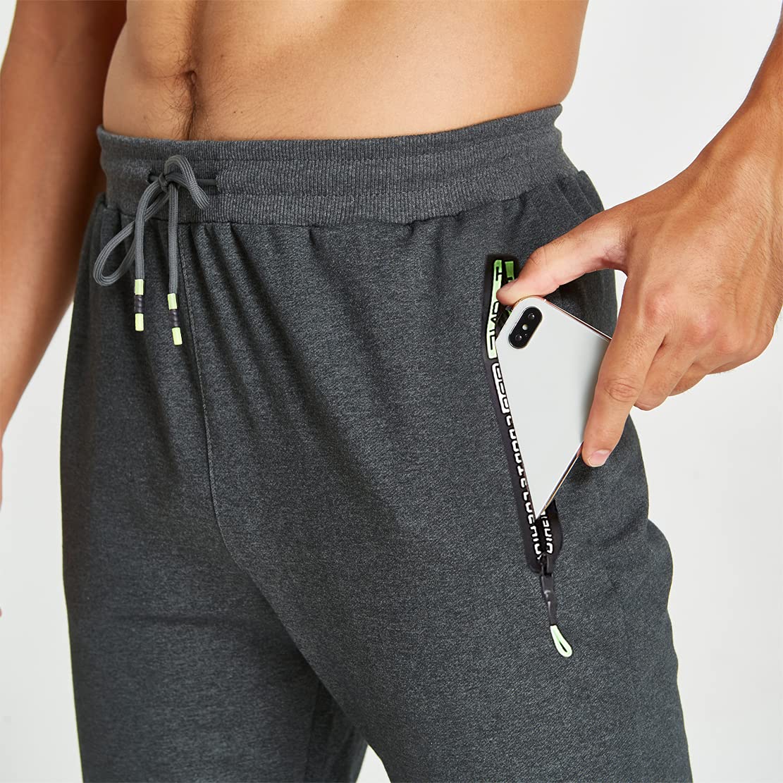 ZOXOZ Pantaloni Sportivi Uomo Cotone con Elastico in Vita con Tasche Zip
