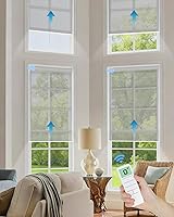 Vista 12 de Persianas enrollables motorizadas de filtrado de luz con control remoto, persianas inteligentes para ventanas que funcionan con Alexa Google a