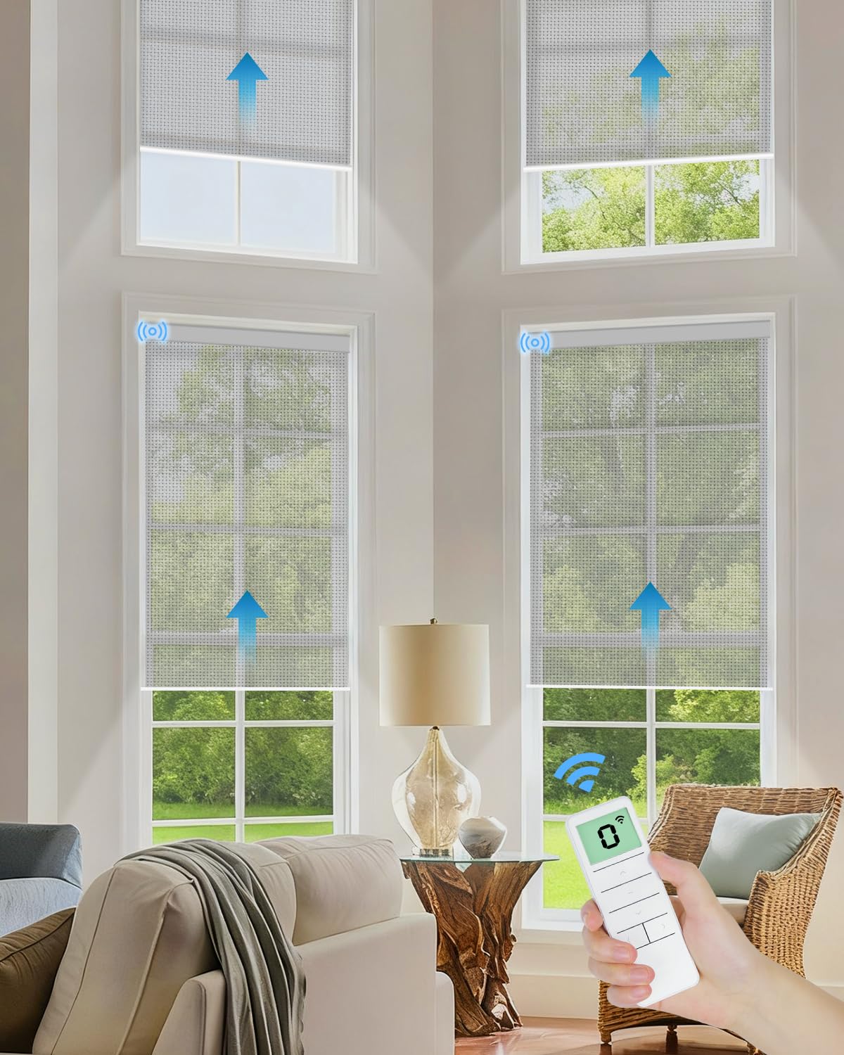 Tokblind Motorized Solar Roller Shades with Remote Control, Light Filtering Smart Blinds for Windows Compatible with Alexa Google via Hub, Rechargeable Electric Shade Customized Size (Fireproof Grey)