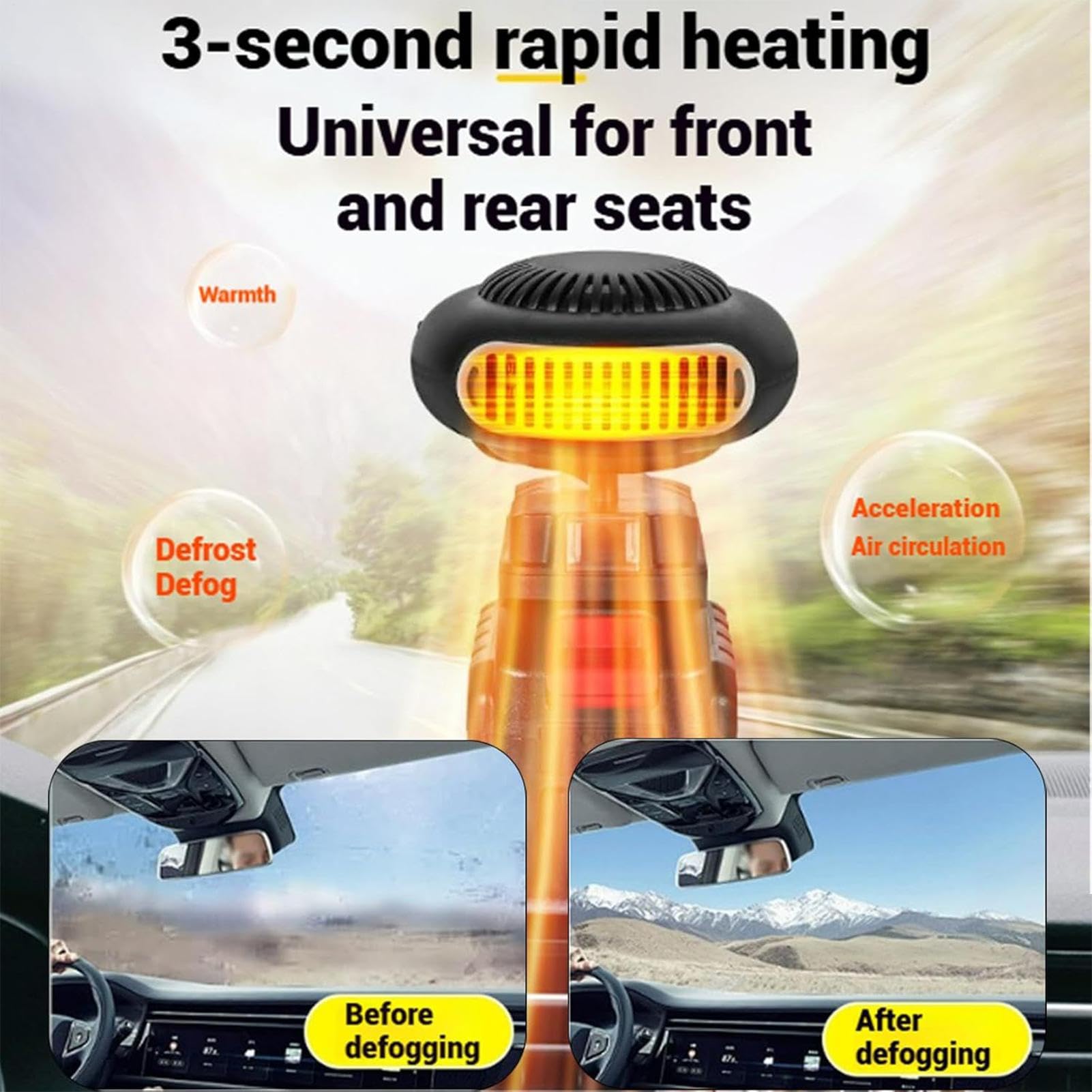 Riscaldatore Auto Sbrinatore Riscaldatore Elettrico Regolabile 360 Gradi | Parabrezza Sbrinatore E Antiappannamento Per Spostamenti Mattutini Guida Invernale Parcheggio Coperto