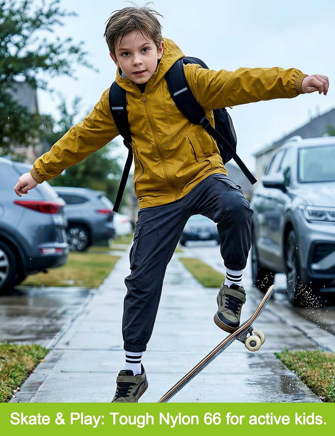 Kids Lightweight Rain Jacket, Packable Rain Windbreaker for Boys Girls, Ultra Thin Summer Hooded Jacket