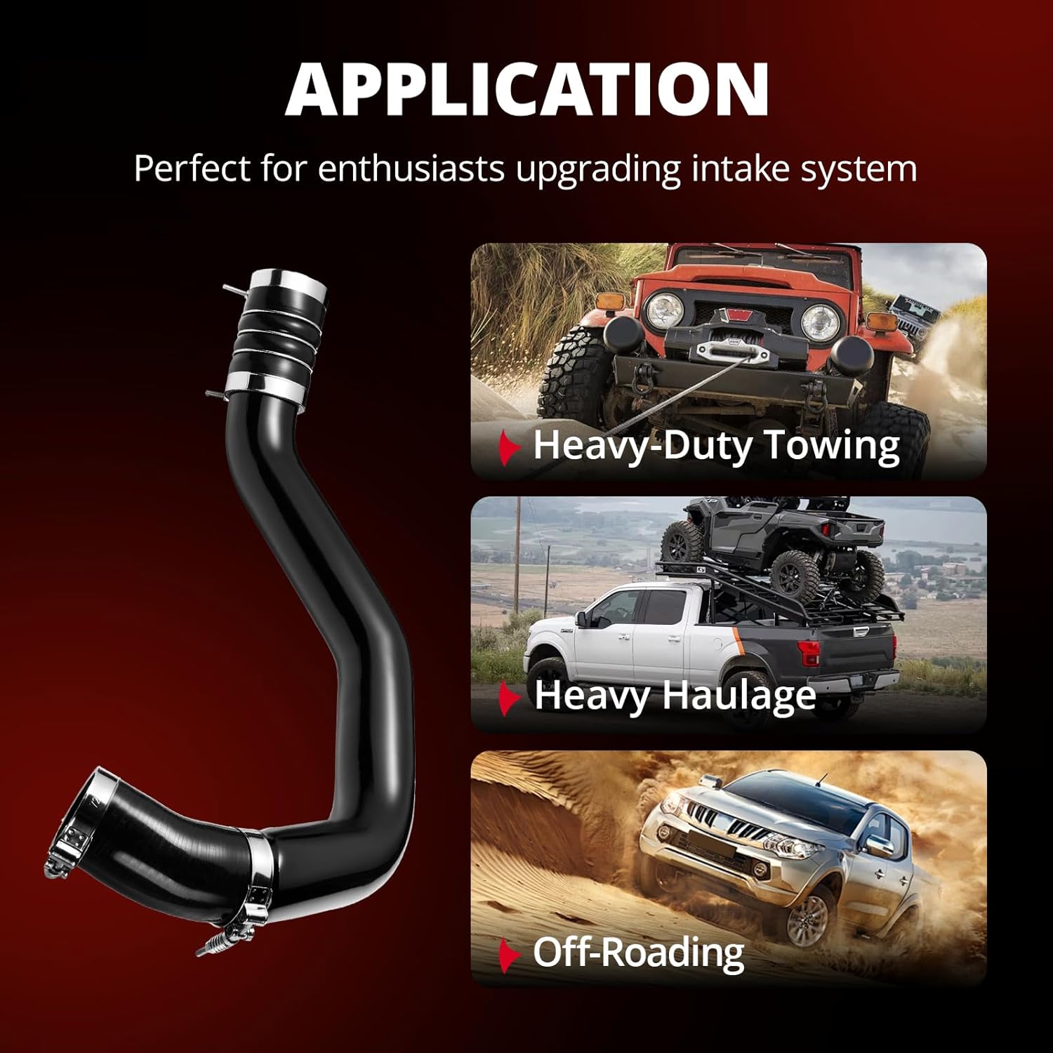 EVIL ENERGY Intercooler Piping Compatible with 2003-2007 Ford F250 F350 F450 F550 6.0L Powerstroke, Aluminum Intercooler Pipe Kit Hot & Cold Side, Includes Intake Elbow, Black