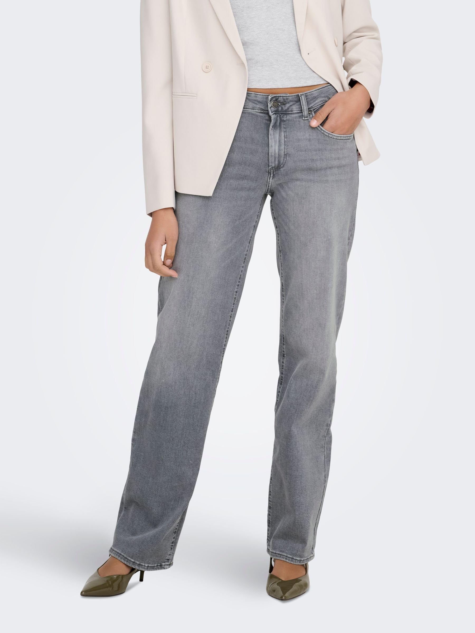 ONLY Female Straight-Fit Jeans ONLBLUSH Mittlere Taille Gerade geschnitten Jeans