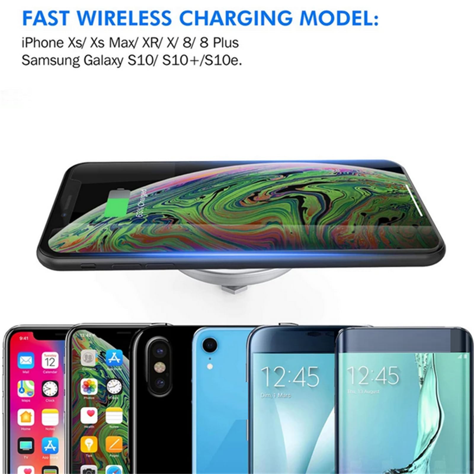 15W Wireless Charger Desk Fast Charging Pad Invisible Desktop Charger for Smartphone