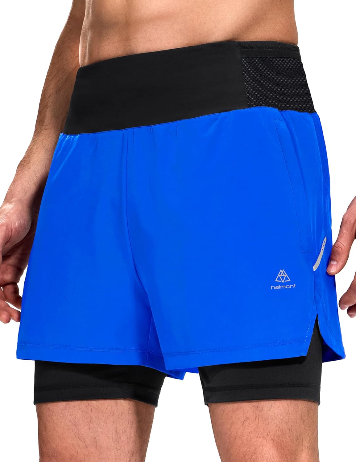 Haimont Shorts de corrida masculino 2 em 1 7,6 cm, short esportivo leve de secagem rápida para academia com forro e bolsos com zíper