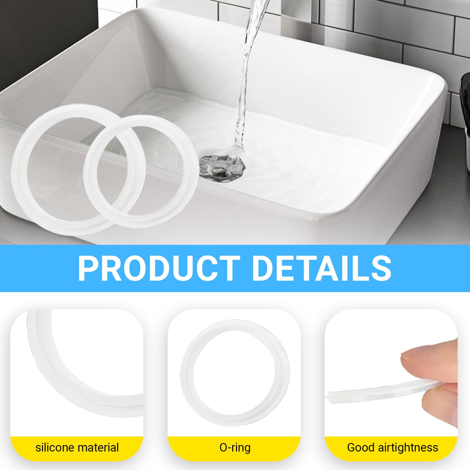 12 Juntas de Silicona Blancas para Tapón de Lavabo, Adecuado para El Tapón de Drenaje de Lavabo Emergente Tipo Empuje，Junta de Drenaje para Tapon Lavabo（38mm＆32mm） 2 Tamaños