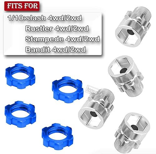 Miniatura 2 de Upgrades Part para 1/10 Slash Rustler Stampede Bandit 4WD 2wd, adaptadores de cubo hexagonal de aluminio de 0.472 in a 0.669 in con desplazamiento