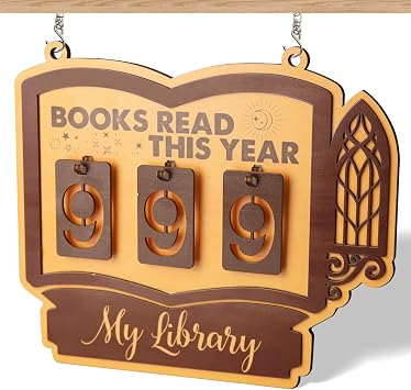 Books Read This Year Counter Sign, Wooden Reading Tracker for Book Lovers