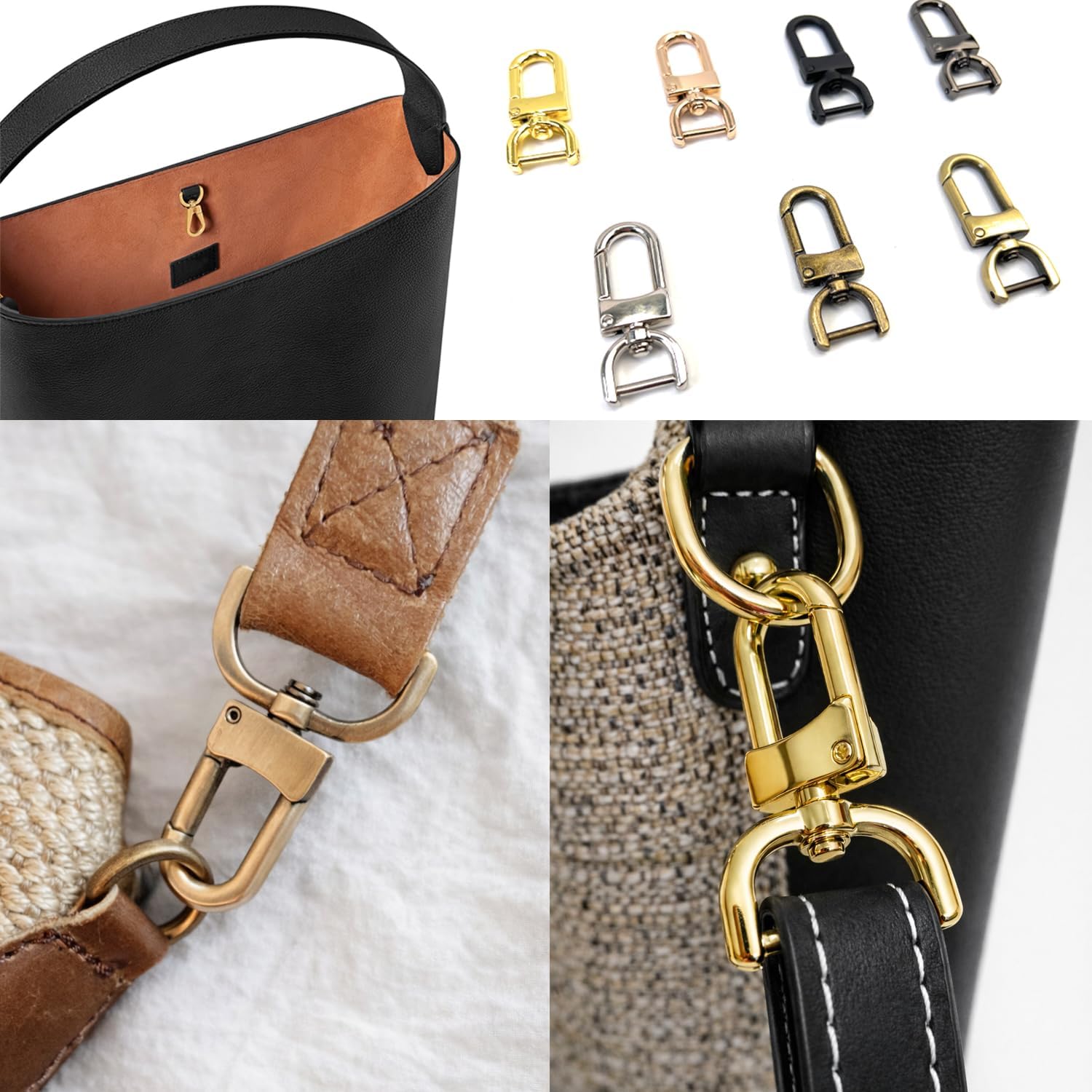 4 Pcs 1'' Bronze Screw-in Shackle Swivel Snap Hooks image 5