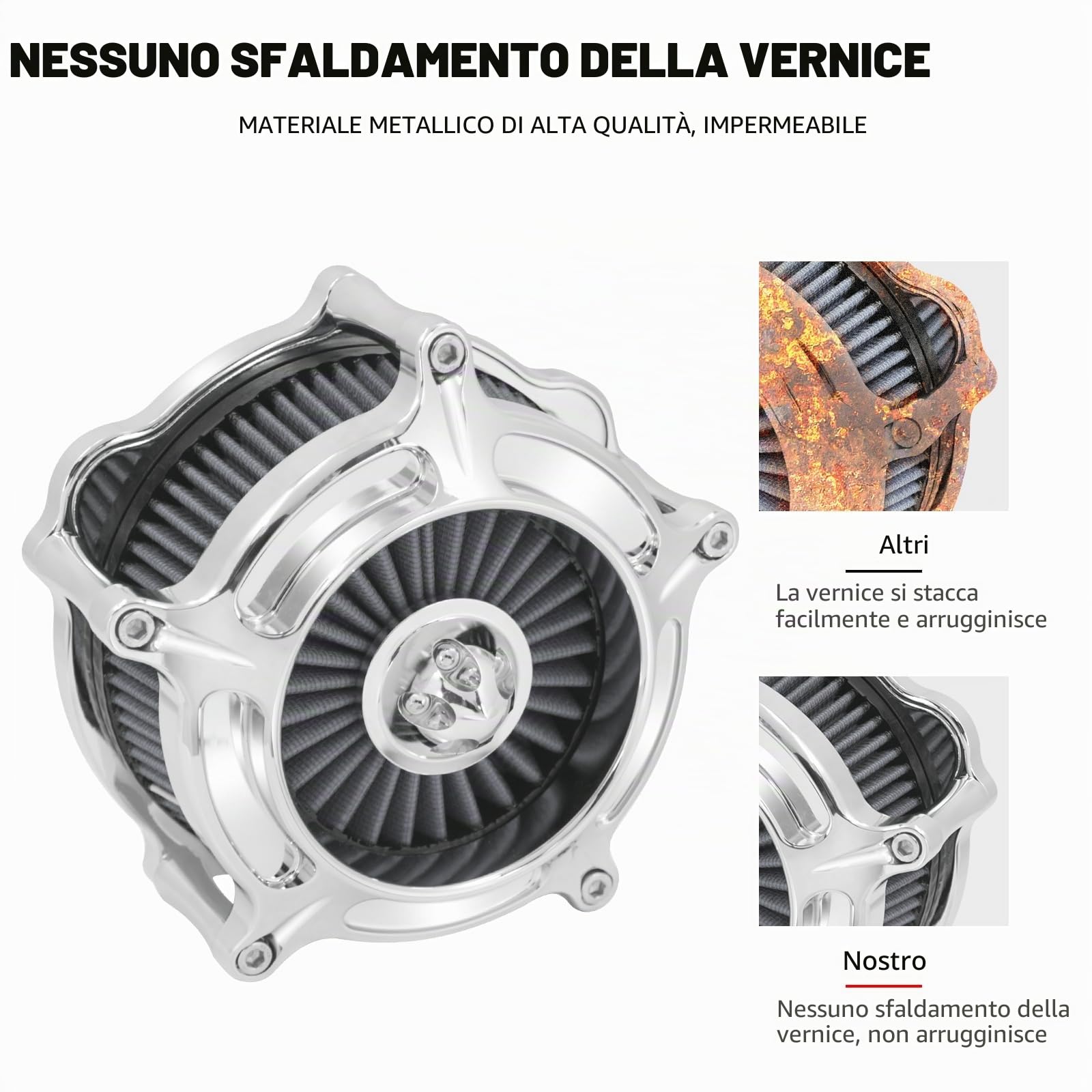 Filtro dell'aria per motocicletta Depuratore dell'aria per motocicletta Filtro di aspirazione compatibile con filtro dell'aria Harley Sportster 883XL 1200 2004-2024 (Cromato + Grigio)