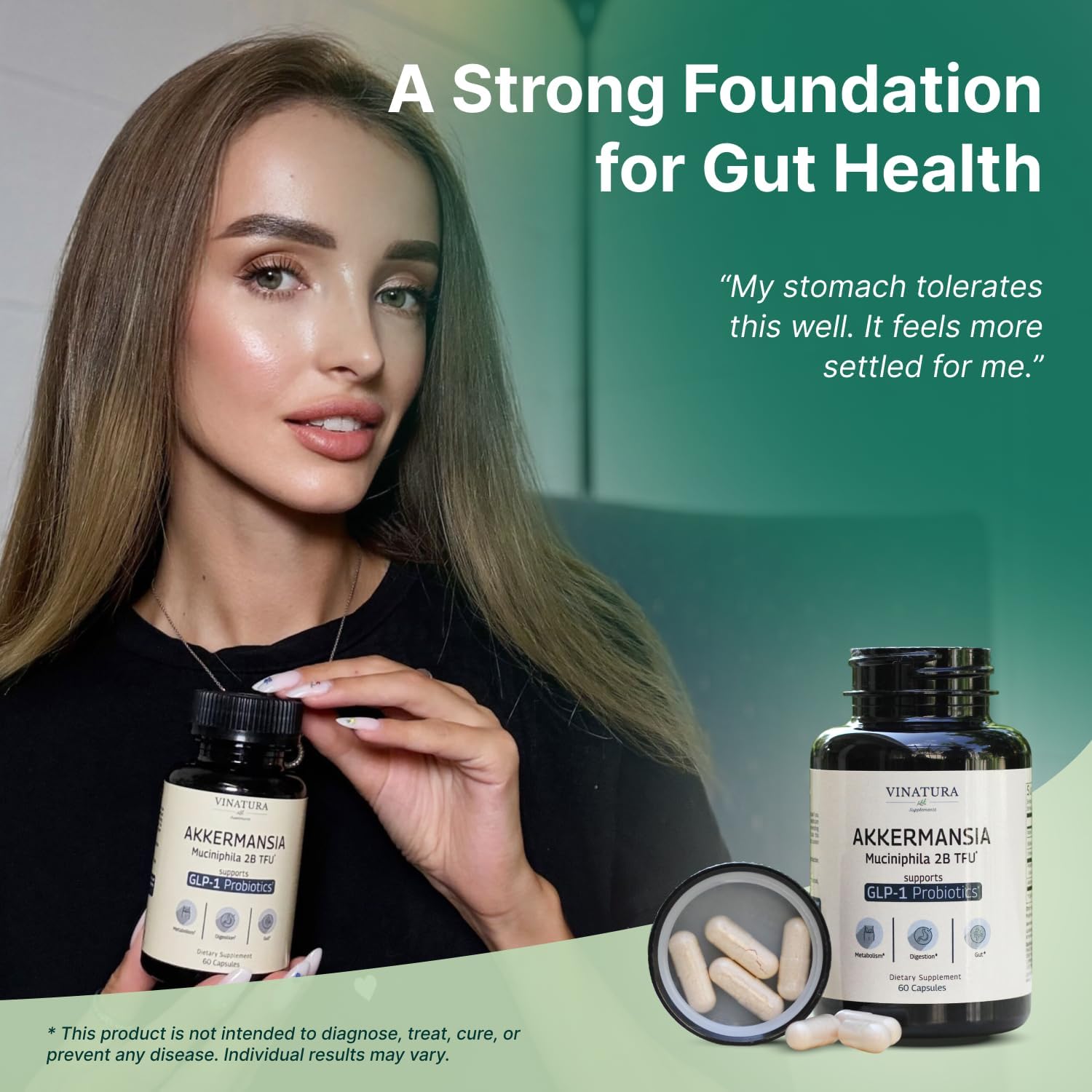 VINATURA Akkermansia Probiotic - Akkermansia Munciniphila Supplement, GLP-1 Supplement - 60 Capsules - Image 5