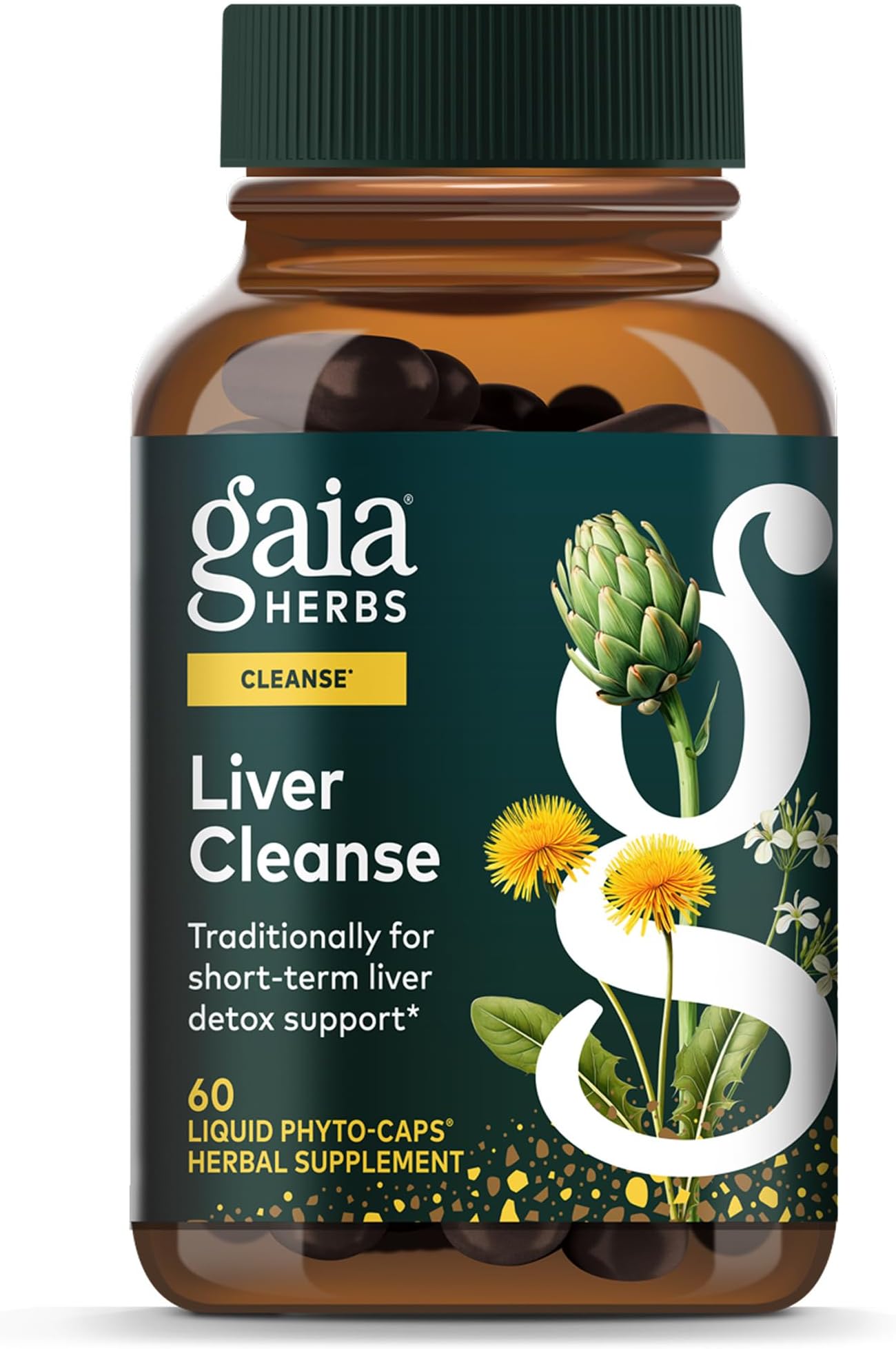 Gaia Herbs Liver Cleanse - Liver Health Support Herbal Supplement with Milk Thistle, Burdock, Turmeric, Dandelion & More* - 60 Vegan Liquid Phyto-Caps (30 Servings)